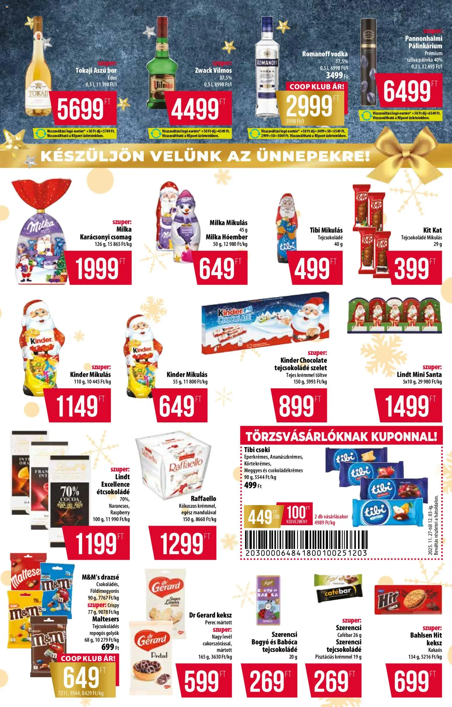 COOP Szolnok akciós ujság - amely érvényes a következő dátumtól: 27.11.2025 | Oldal: 6 | Termékek: Szilva, Drazsé, Bor, Vodka