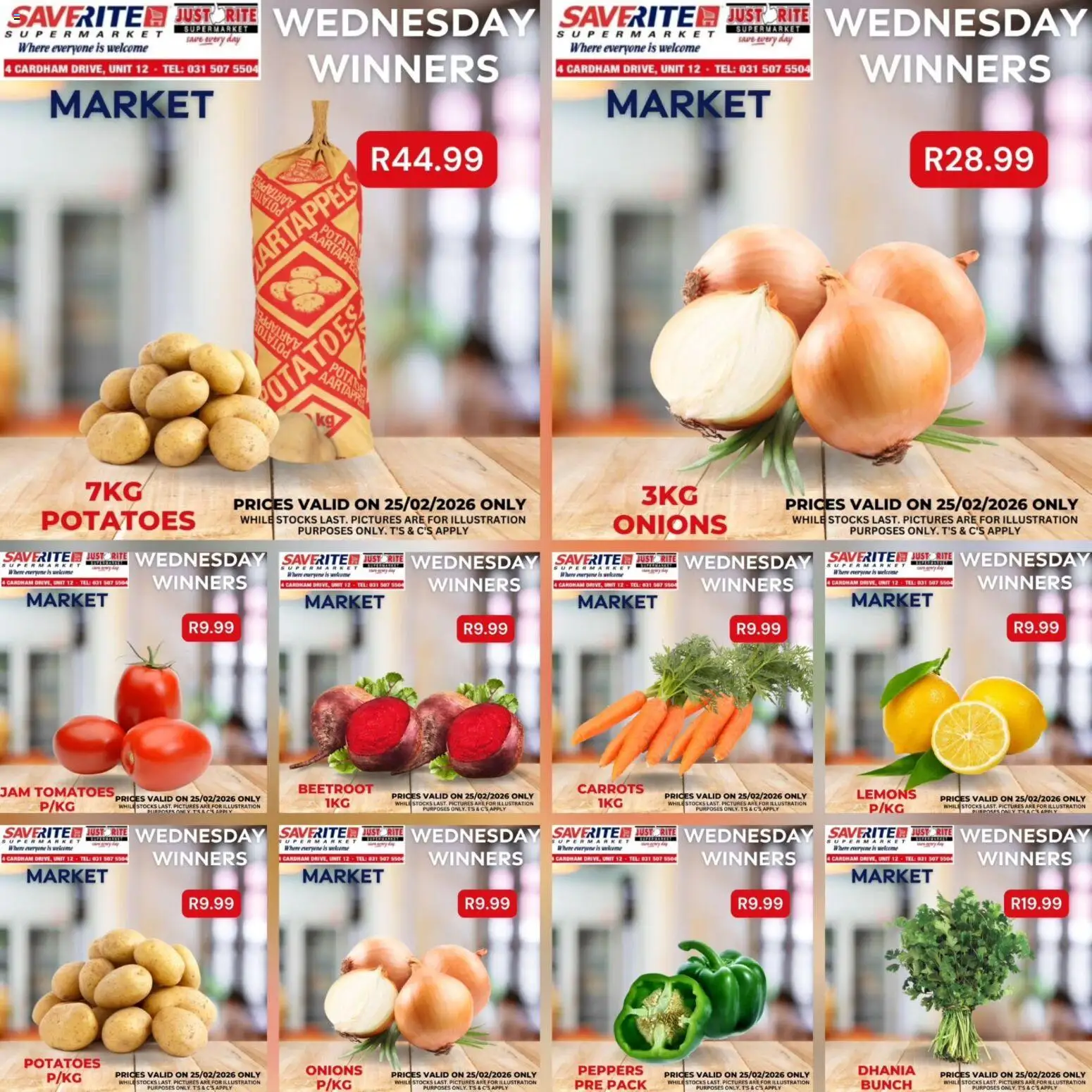 New Saverite catalogue – valid from 25.02.2026 | Page: 2 | Products: Jam, Tomatoes, Potatoes, Onions