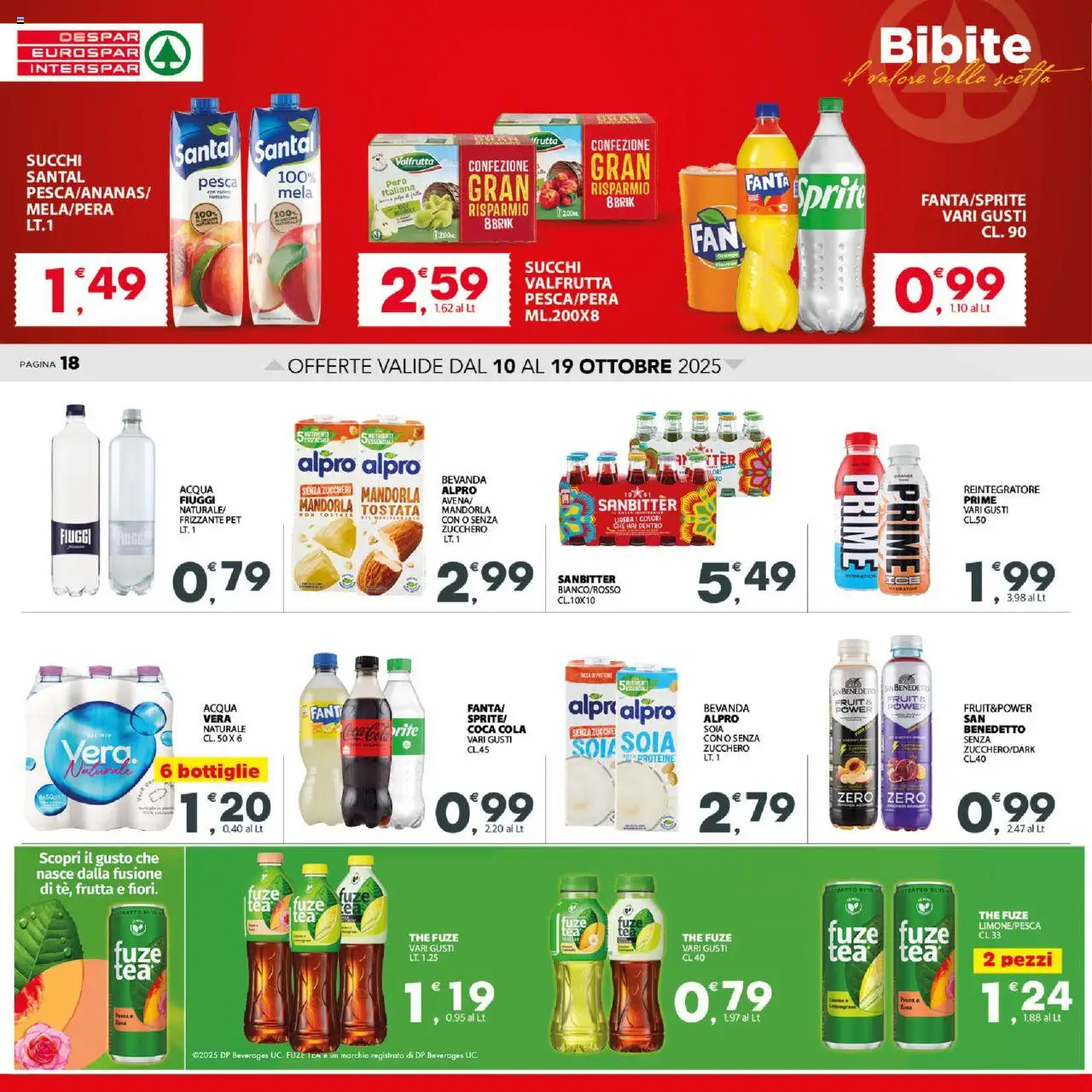 Volantino Despar del 10.10.2025 | Pagina: 18 | Prodotti: Acqua, Pesca, Pera, Bibite