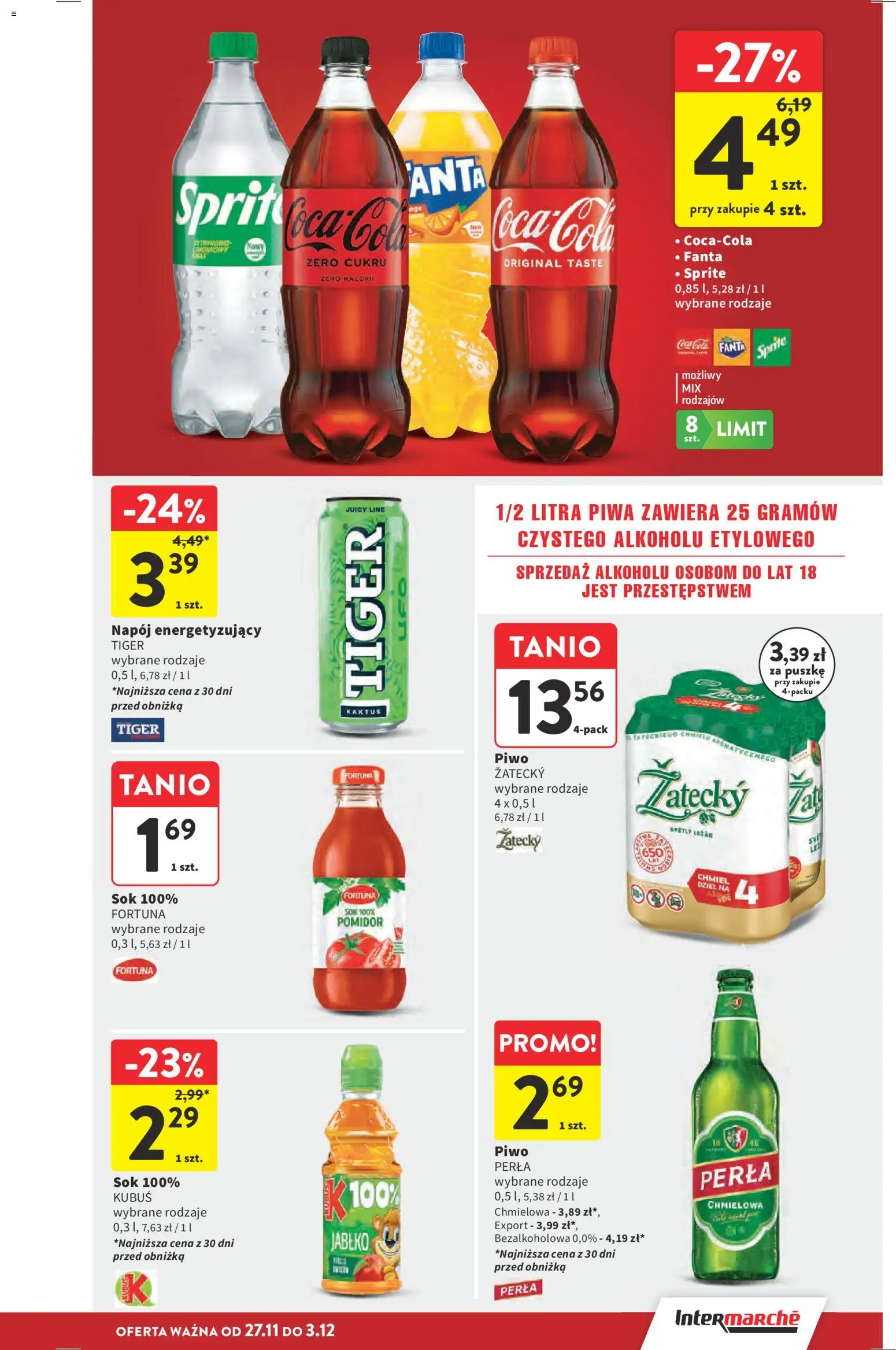 Intermarche Black Friday od 27.11.2025 | Strona: 54 | Produkty: Sprite, Leżak, Piwo perła, Piwo
