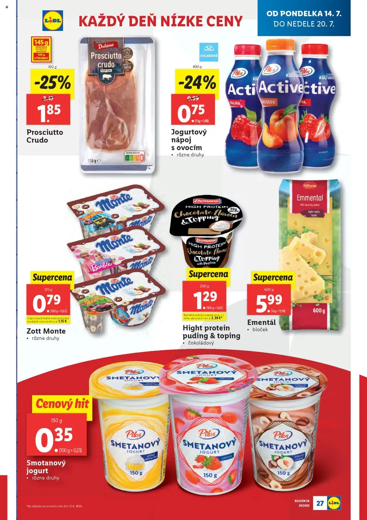 Lidl leták │ platný od 14.07.2025 | Strana: 29 | Produkty: Jogurt, Protein, Puding