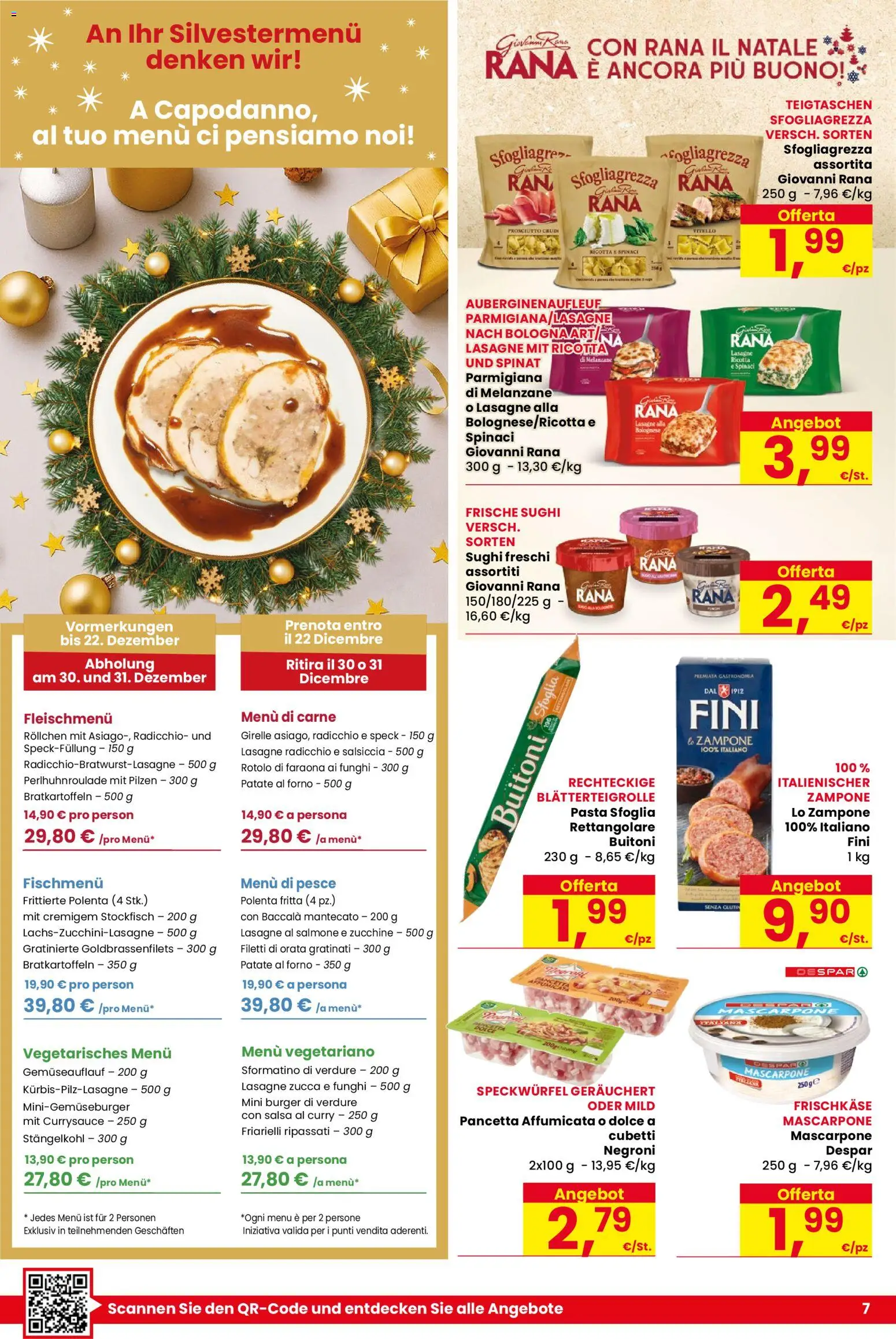 Volantino Despar del 16.12.2025 | Pagina: 7 | Prodotti: Salmone, Prosciutto, Spinaci, Forno