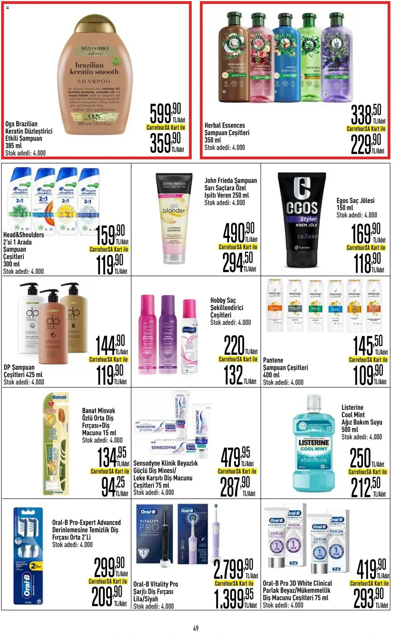 CarrefourSA Katalog - 01.08.2025 tarihinden itibaren geçerlidir | Sayfa: 49 | Ürünler: Krem, Diş macunu, Diş fırçası, Yağ
