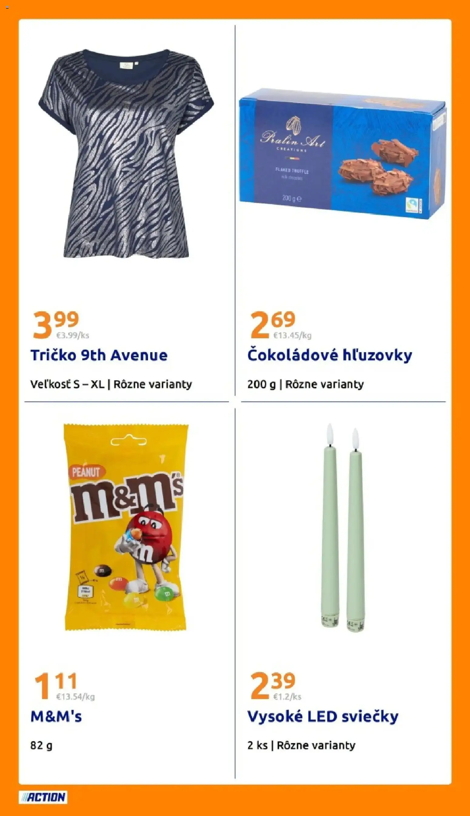 Nové Action akcie – leták je platný od 08.04.2026 | Strana: 23 | Produkty: Led, Tričko, Sviečky