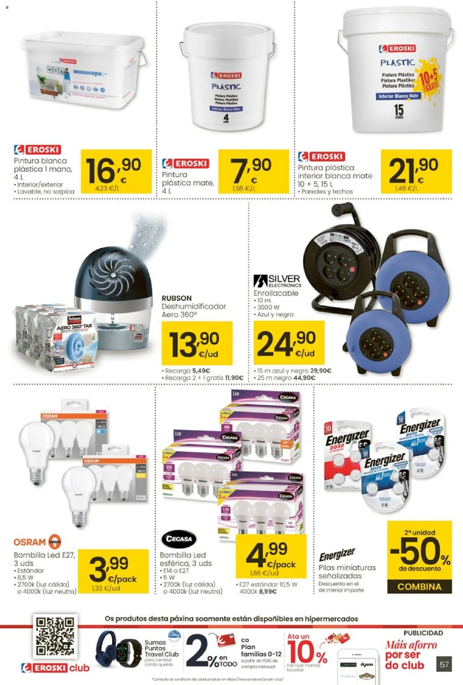 Eroski - Entroido do aforro │ válido desde el 29.01.2026 | Página: 57 | Productos: Pintura plástica, Bombilla