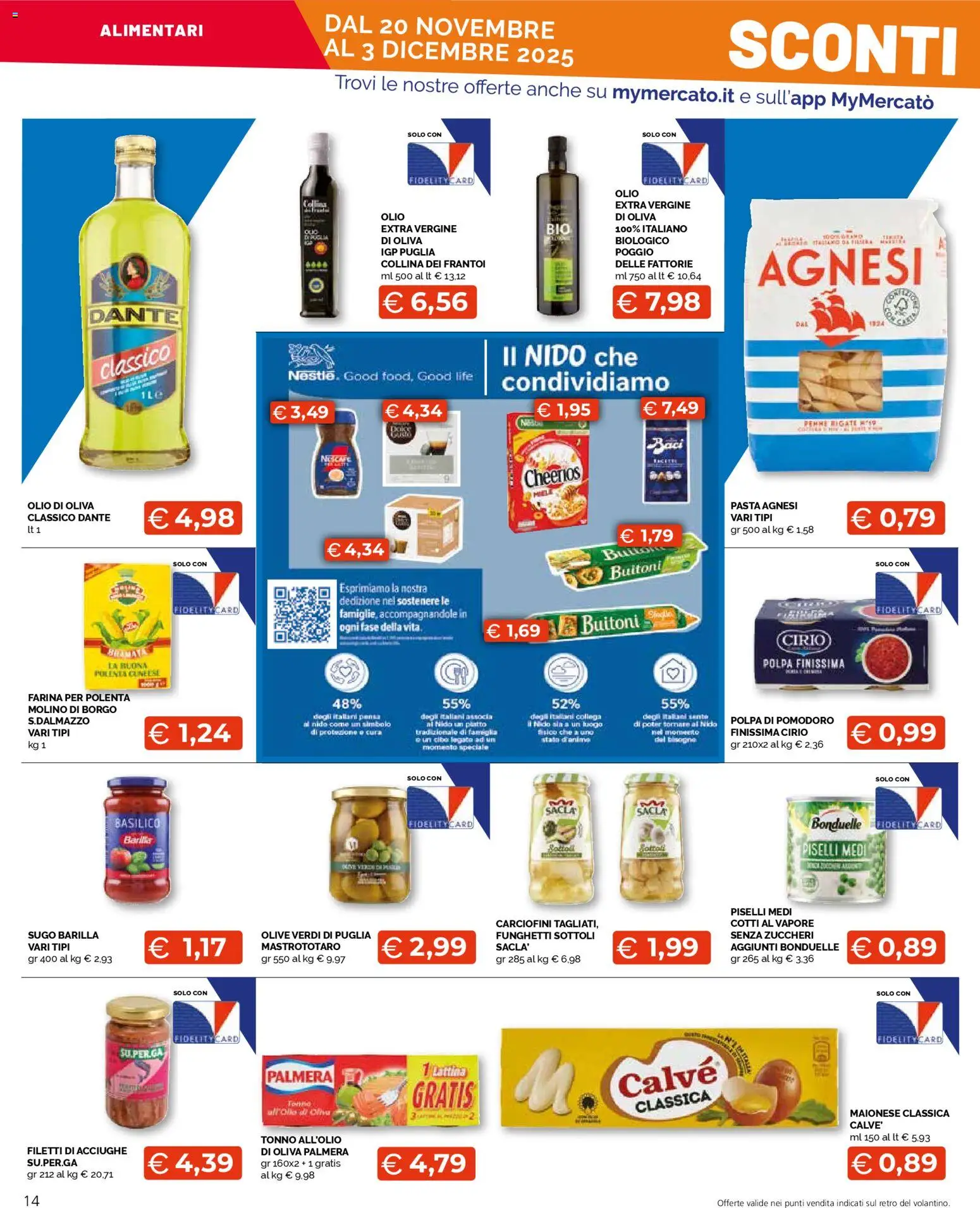 Volantino Mercatò del 20.11.2025 | Pagina: 14 | Prodotti: Maionese, Pomodoro, Pasta, Olio extra vergine