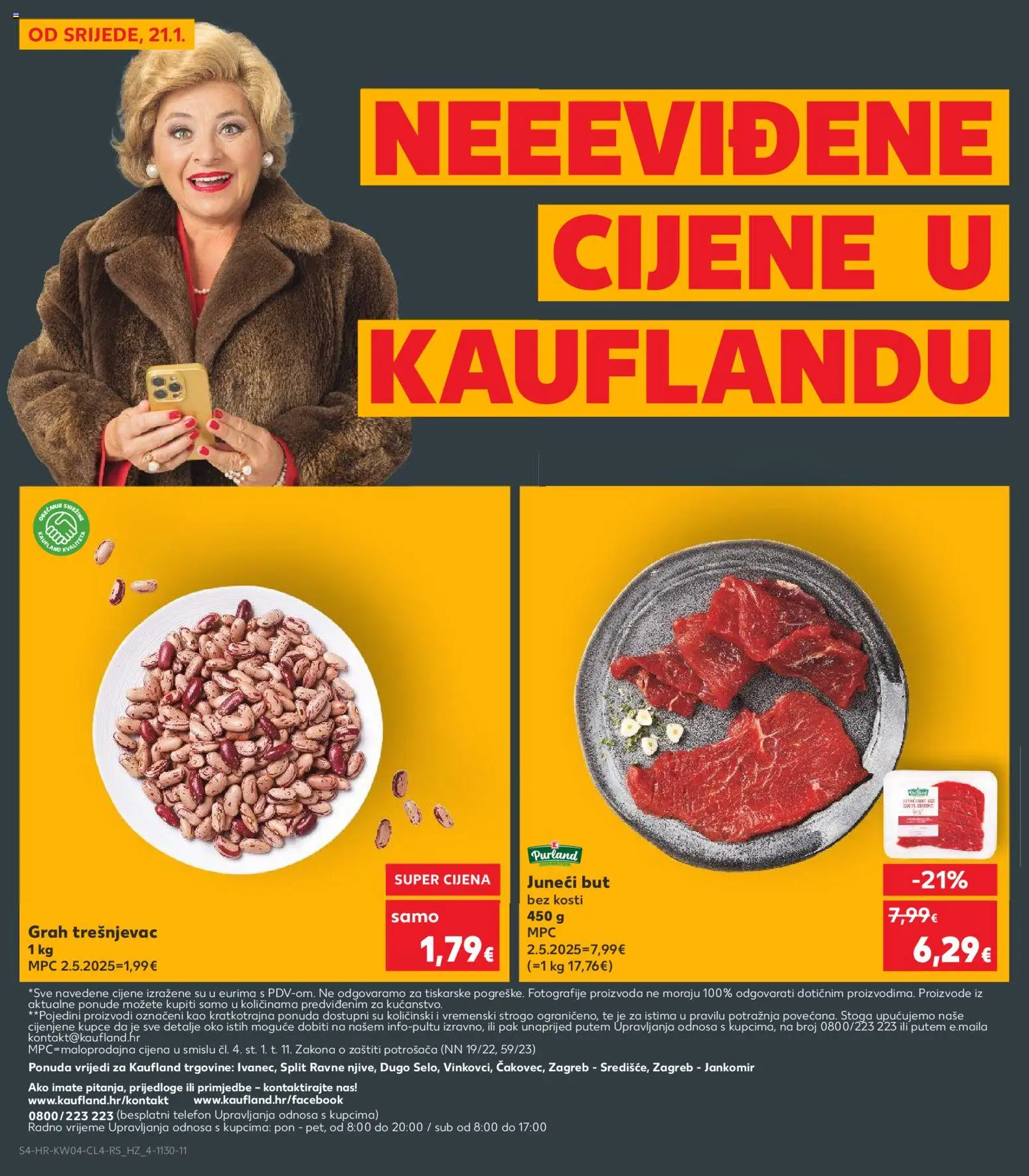 Kaufland katalog | vrijedi od 21.01.2026 | Stranica: 4 | Proizvodi: Juneći but, Grah, Telefon