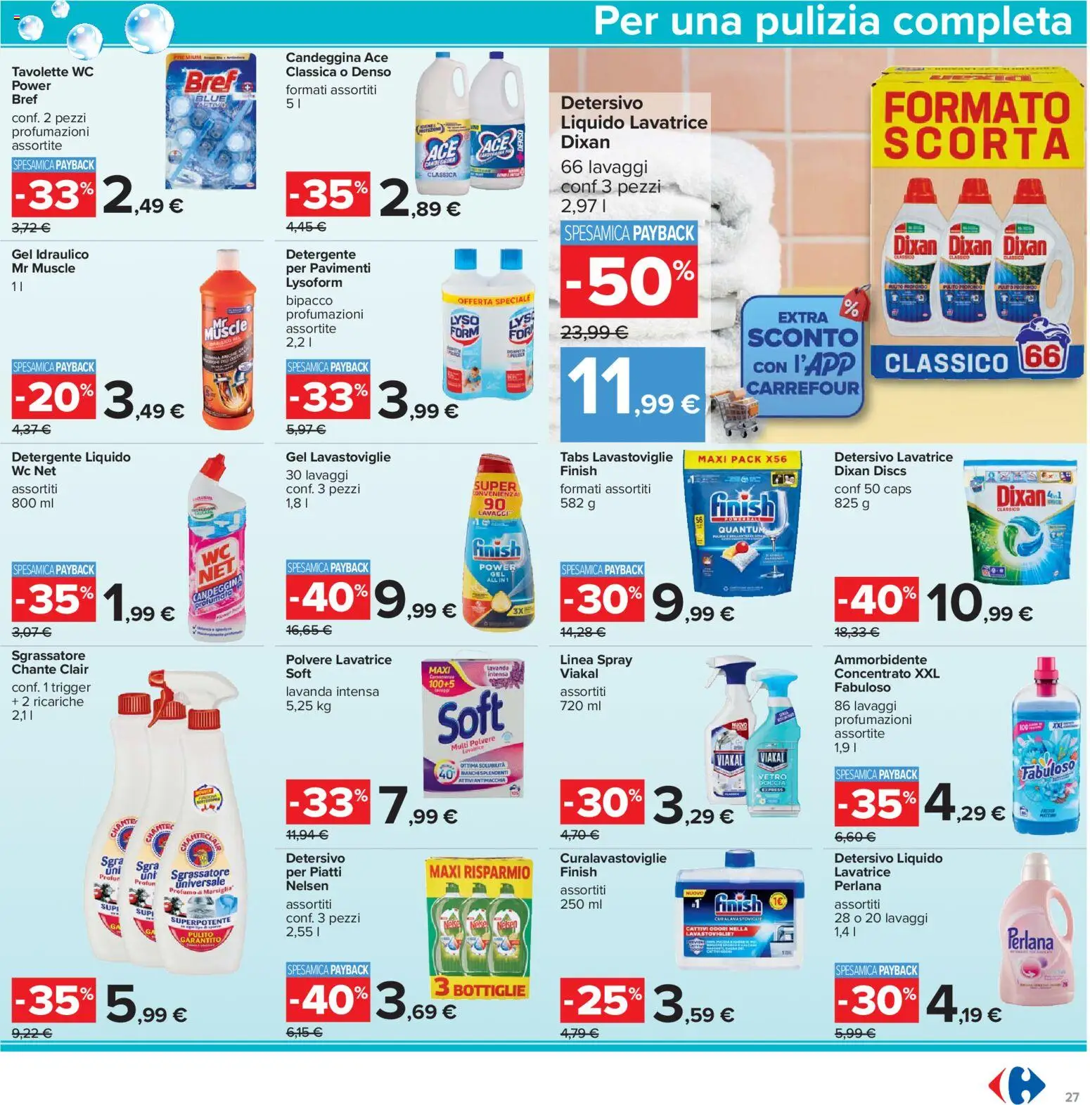Volantino Carrefour del 17.11.2025 | Pagina: 27 | Prodotti: Ammorbidente, Lavastoviglie, WC, Doccia