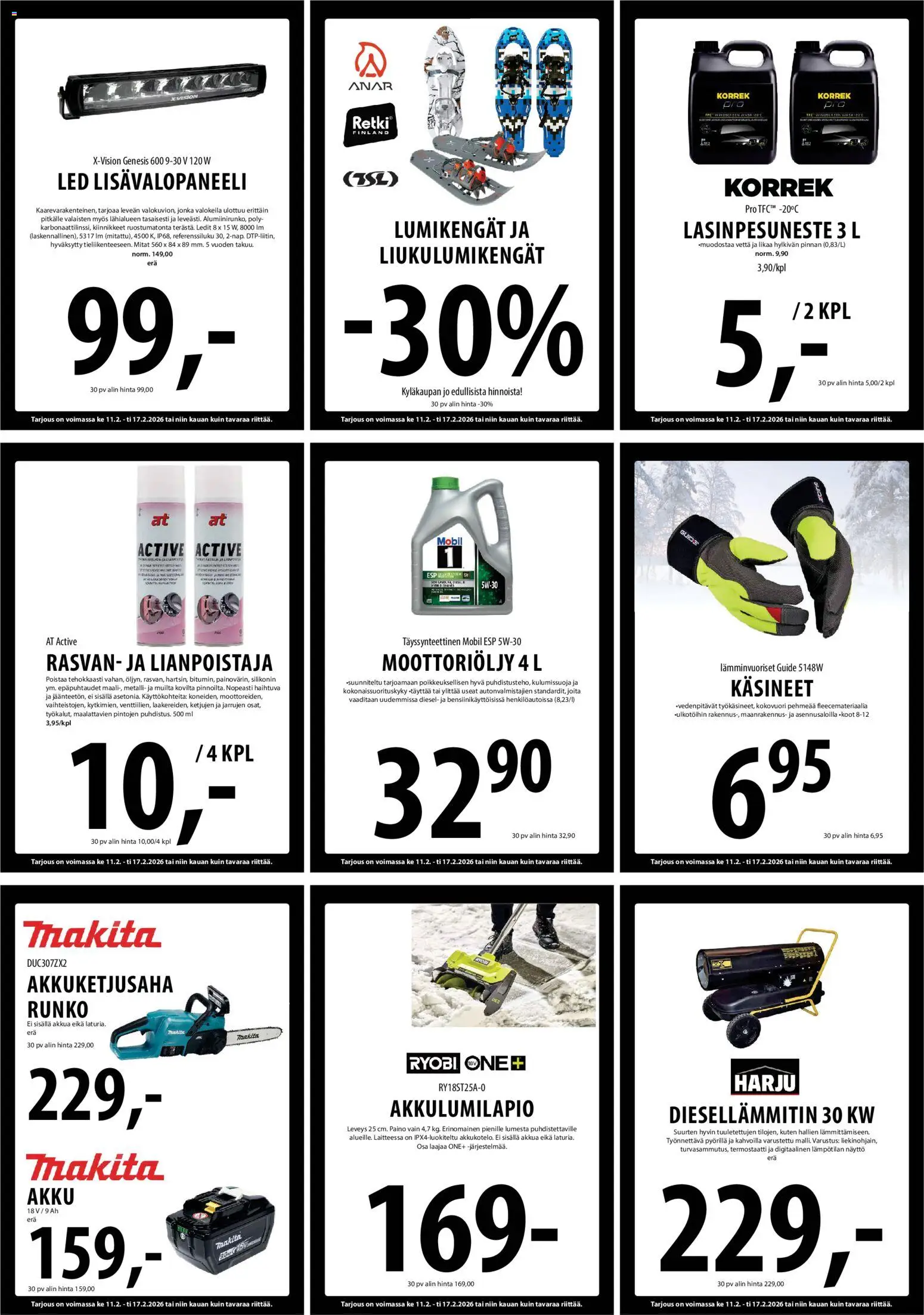 Tuuri tarjoukset – voimassa 11.02.2026 alkaen | Sivu: 19 | Tuotteet: Moottoriöljy, Akku, Näyttö, Lasinpesuneste