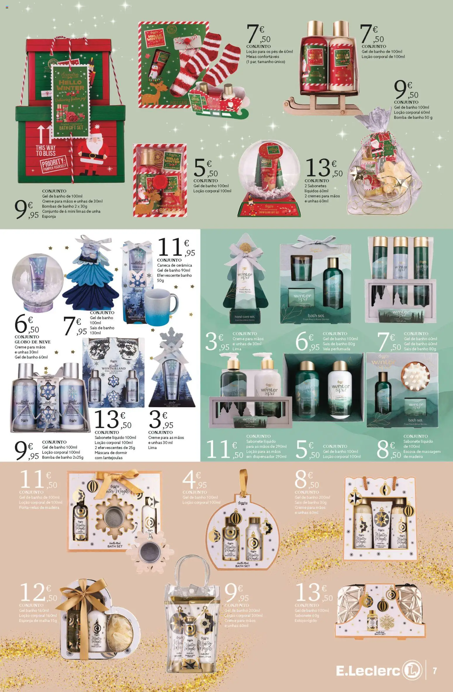 E.Leclerc - Folheto Conjuntos de Natal │ válido de 04.11.2025 | Página: 7 | Produtos: Sabonete líquido, Creme para mãos, Caneca, Sabonete