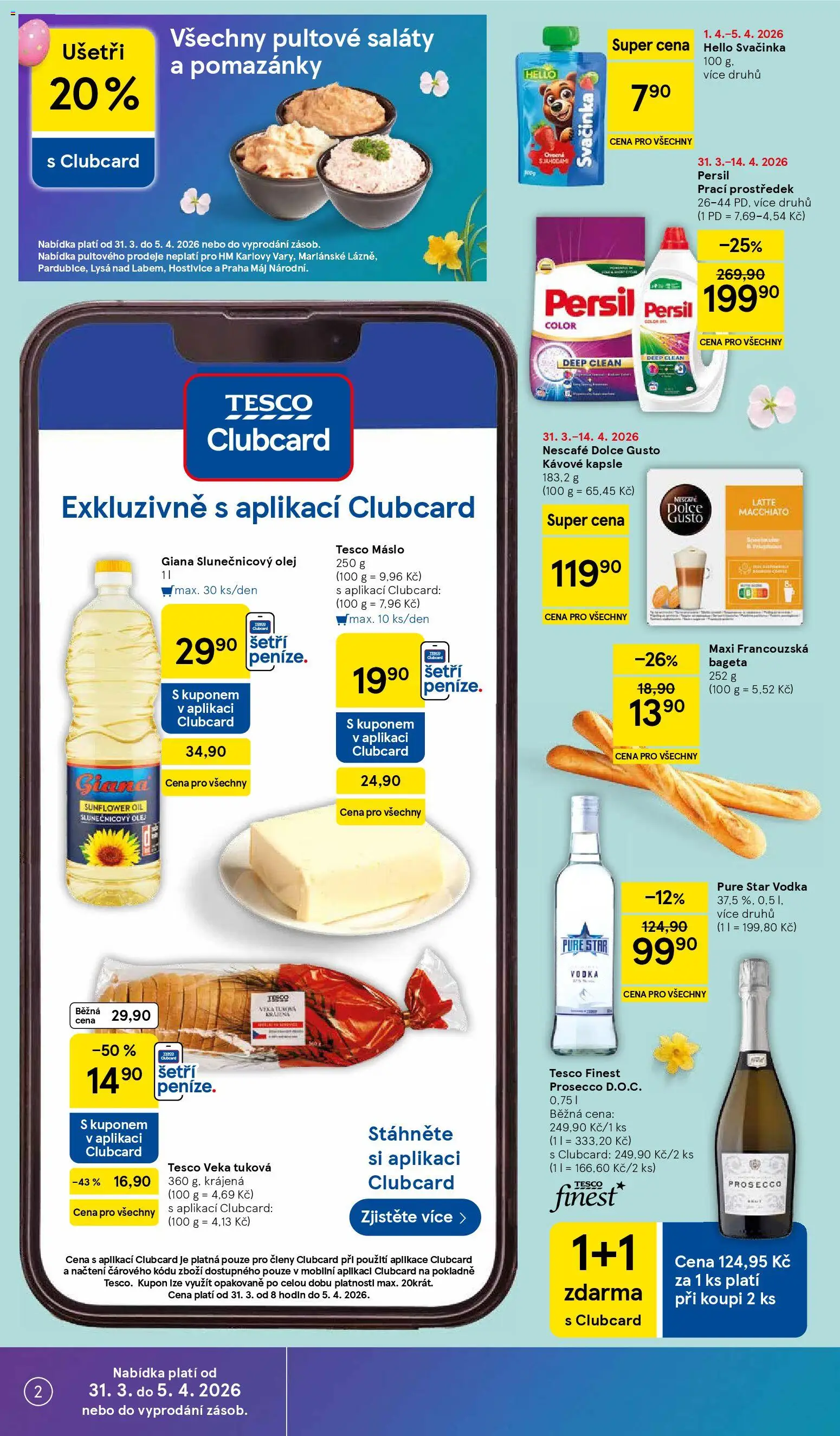 Tesco leták - Hypermarket od 31.03.2026 | Strana: 2 | Produkty: Veka, Kávové kapsle, Vodka, Slunečnicový olej