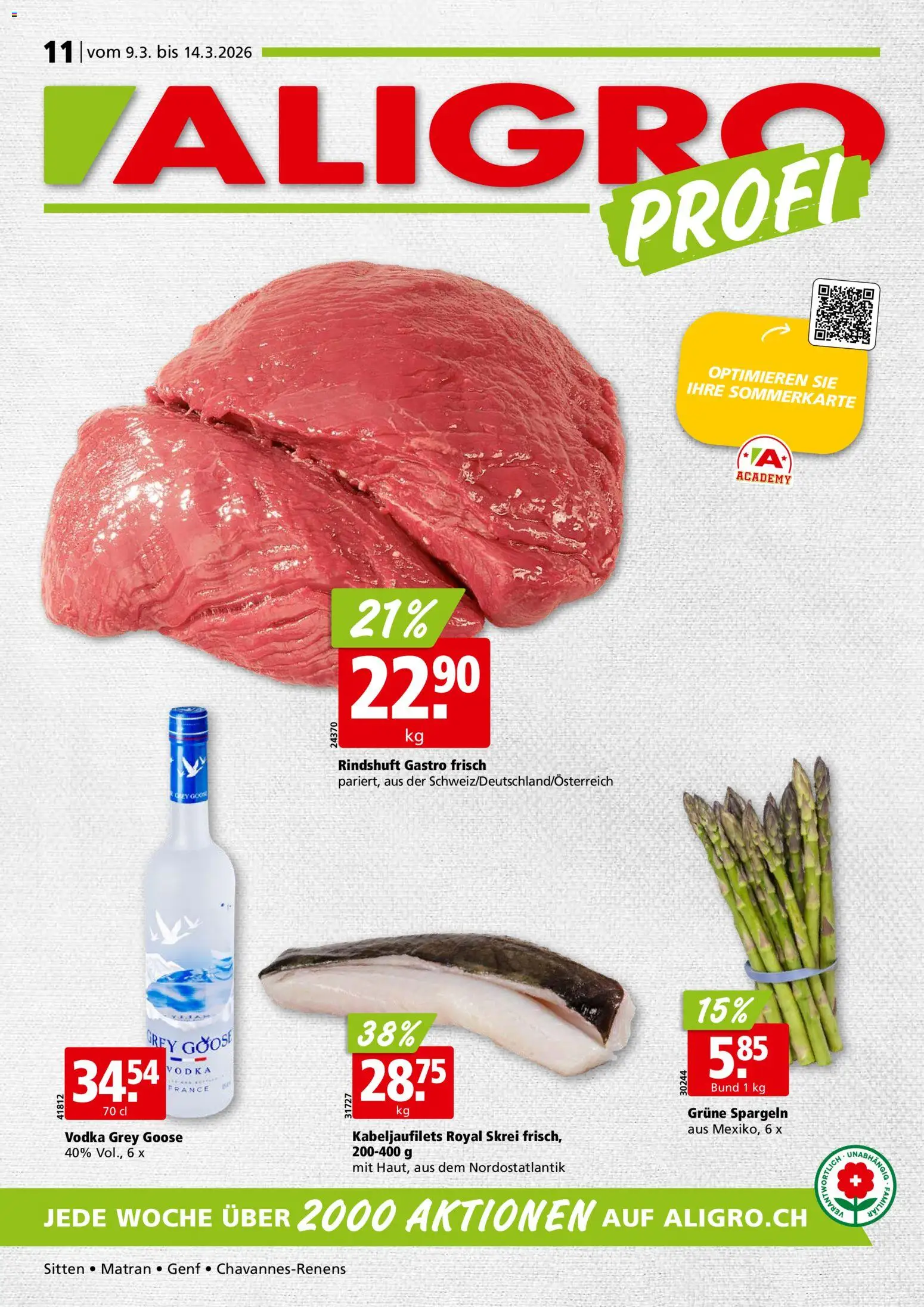 Aligro aktionen Chavannes, Matran, Genf, Sitten – gültig ab 09.03.2026 | Seite: 1