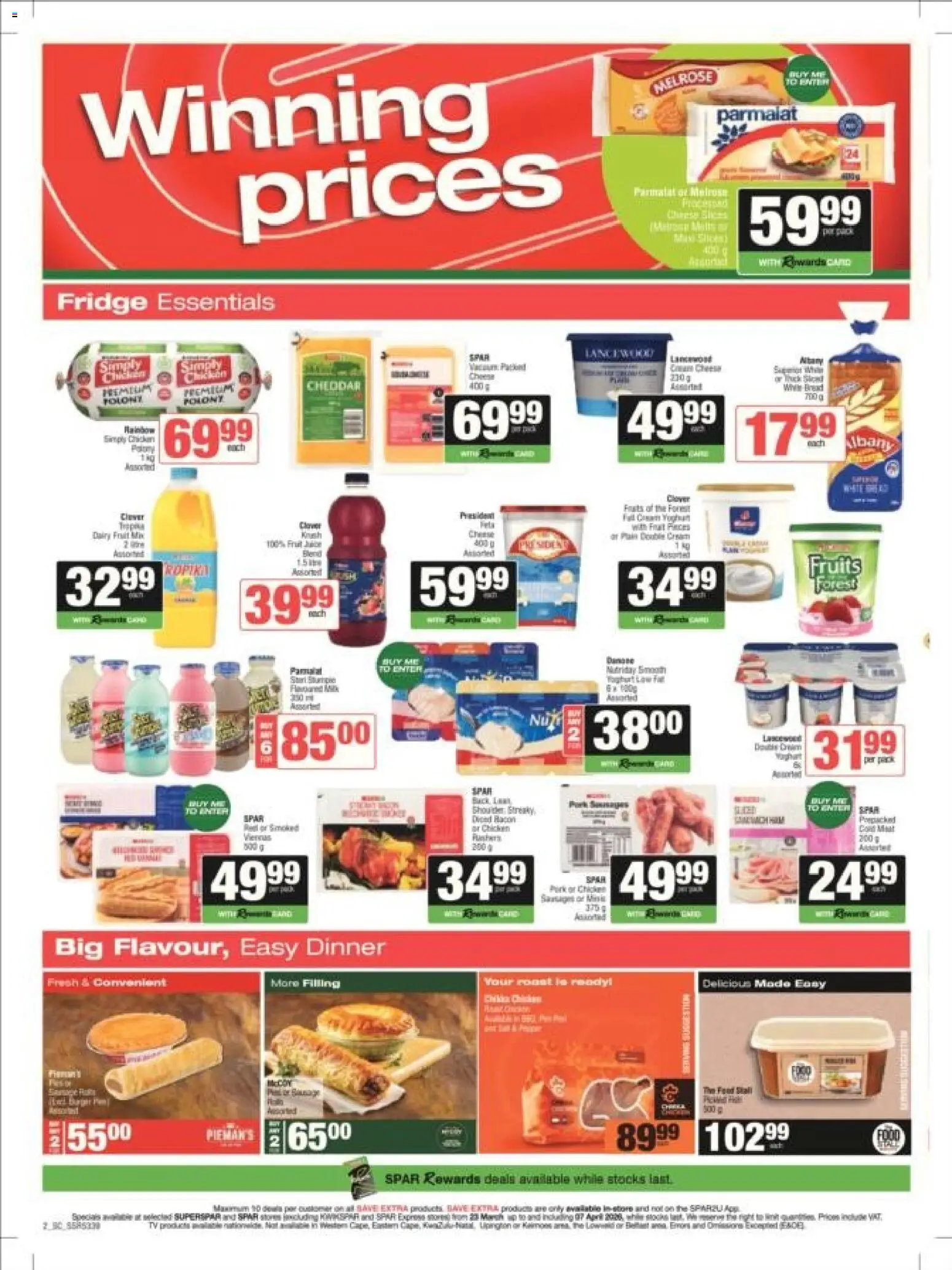 New Spar catalogue – valid from 23.03.2026 | Page: 2 | Products: Fridge, Bread, Fruit, Bacon
