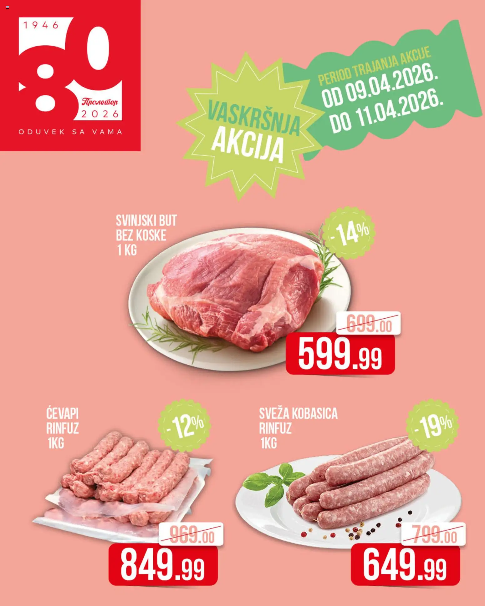 Metalac Proleter katalog - važi od 09.04.2026 | Strana: 1 | Proizvode: Svinjski but, Kobasica