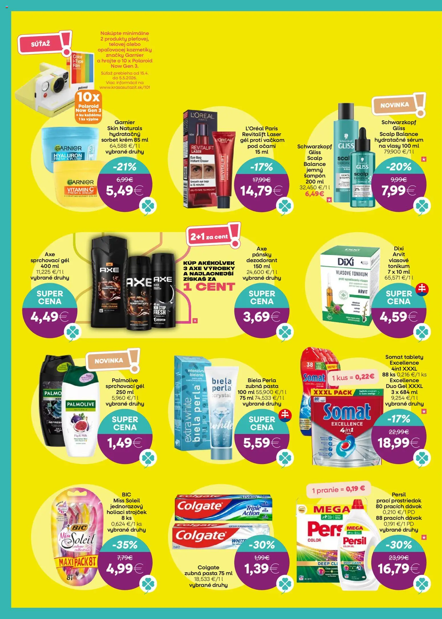 Nové 101 drogerie akcie – leták je platný od 15.04.2026 | Strana: 2 | Produkty: Laser, Strojček, Holiaci strojček, Zubná pasta
