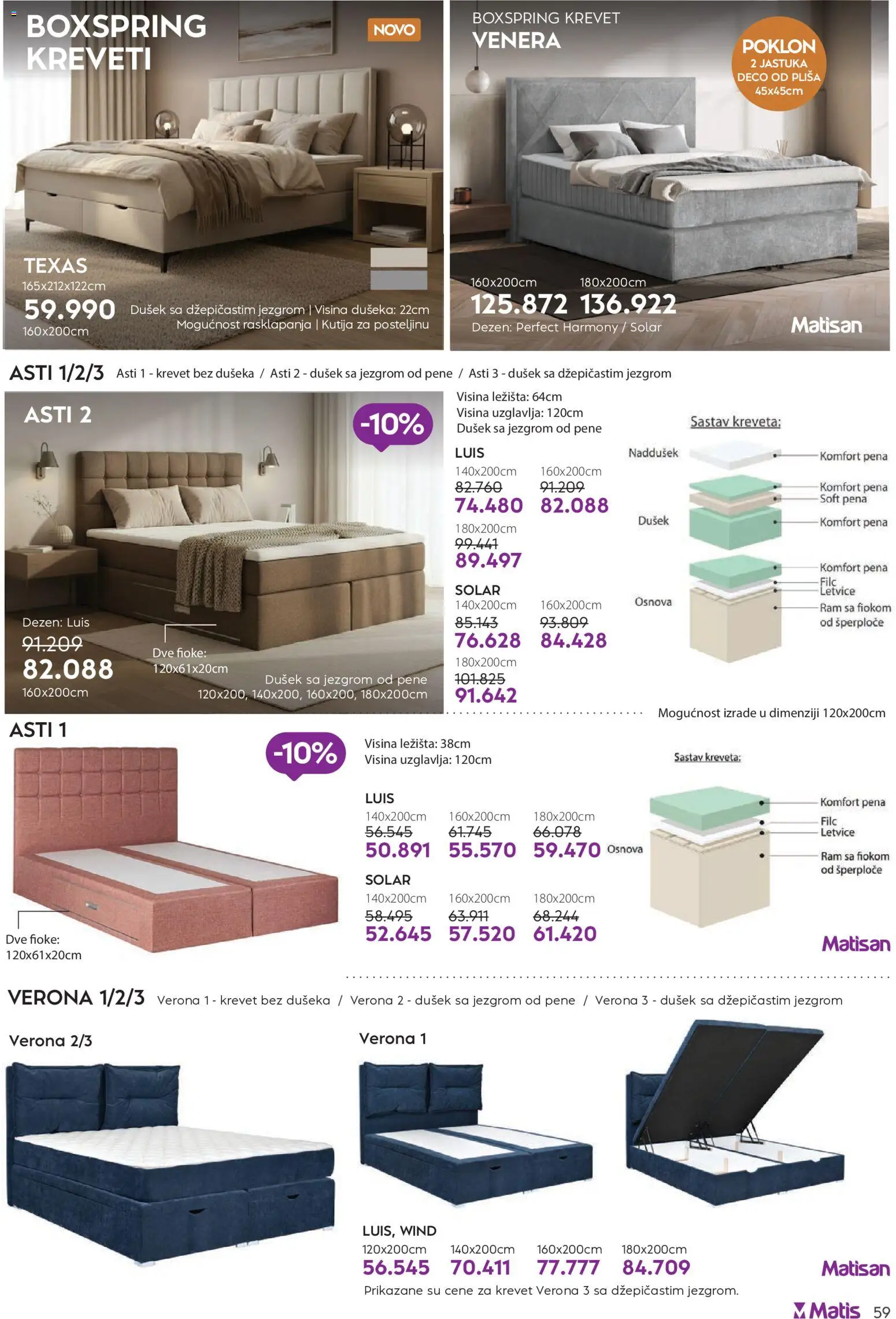 Matis katalog - važi od 01.03.2026 | Strana: 59 | Proizvode: Krevet, Dušek, Kutija