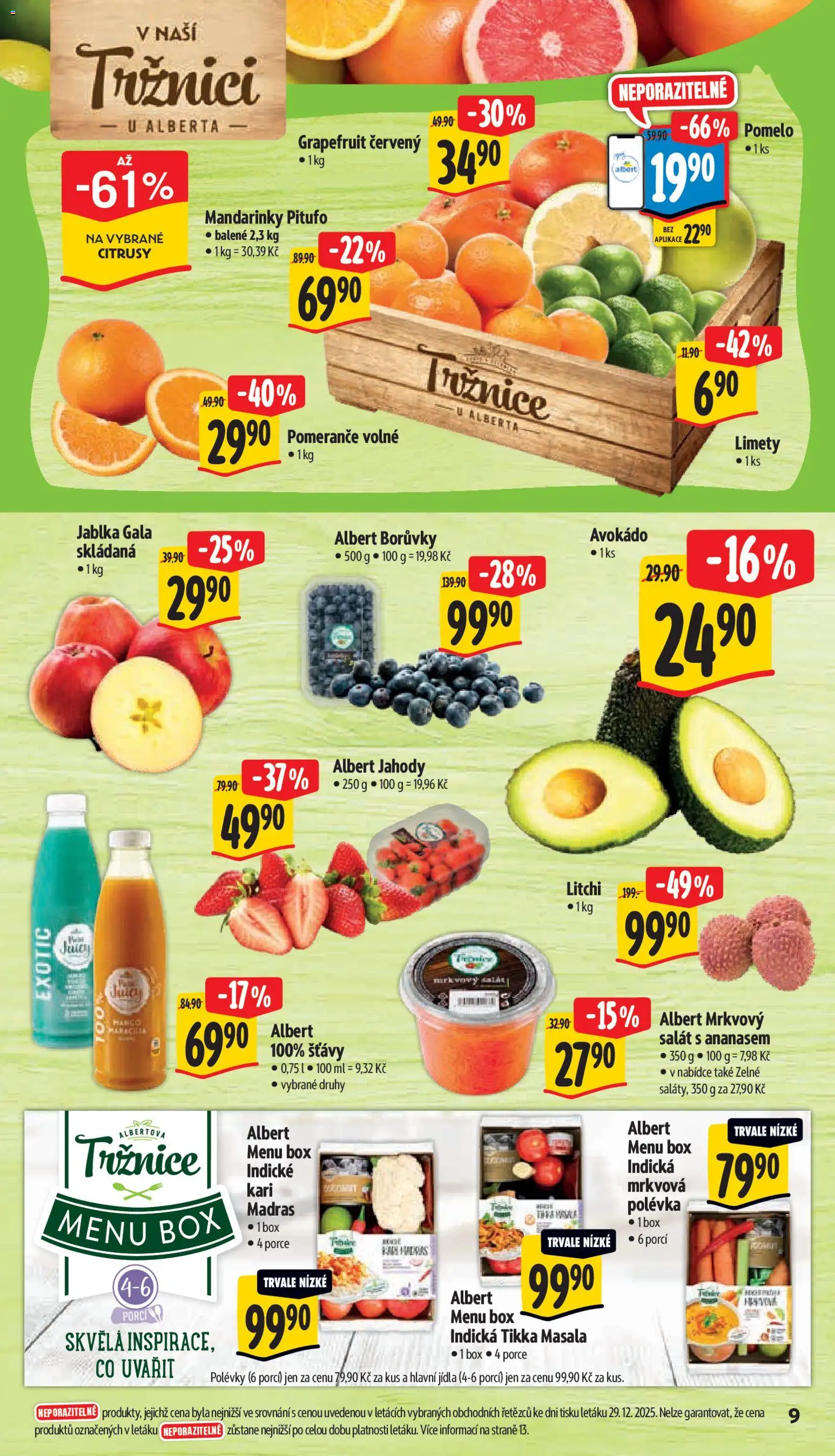 Albert leták - Supermarket od 07.01.2026 | Strana: 14 | Produkty: Pomelo, Mandarinky, Salát, Borůvky