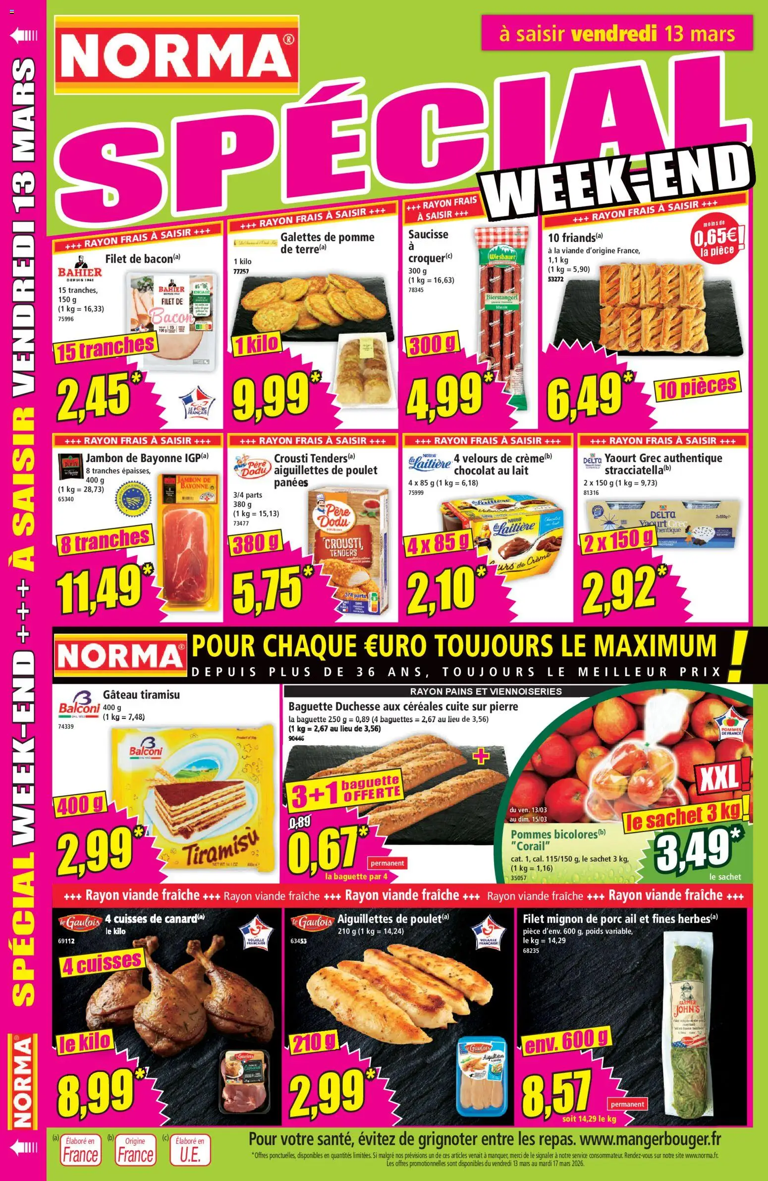 {H1} | Page: 14 | Produits: Poids, Lait, Saucisse, Pommes