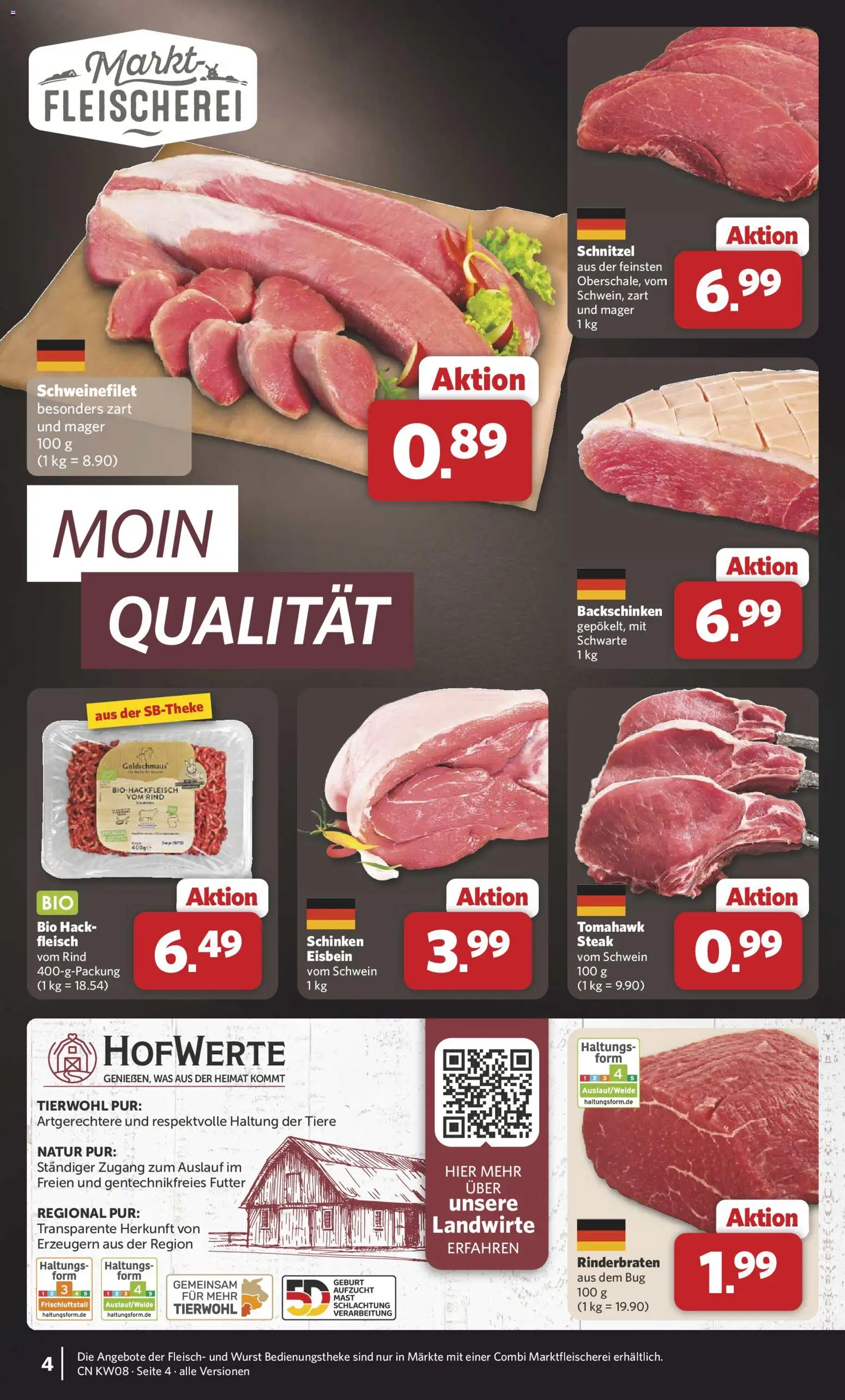 Combi Prospekt 	 – gültig ab 16.02.2026 | Seite: 4 | Produkte: Rinderbraten, Schweinefilet, Schinken, Steak