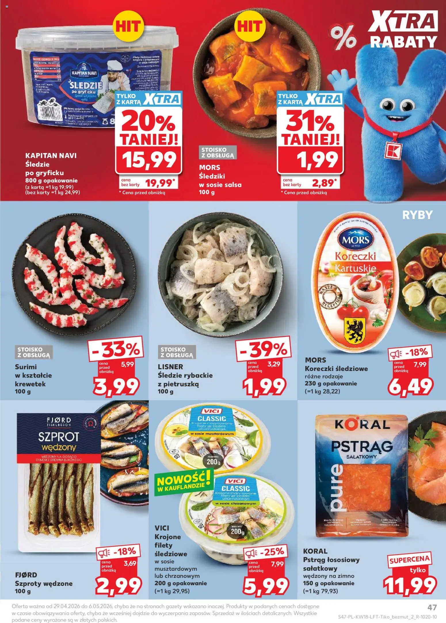 Kaufland Polsko leták od 29.04.2026 | Strana: 47 | Produkty: Ryby, Surimi, Karty
