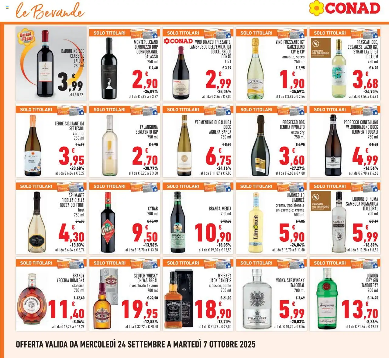 Volantino Conad del 24.09.2025 | Pagina: 18 | Prodotti: Gin, Whisky, Vino, Vino bianco