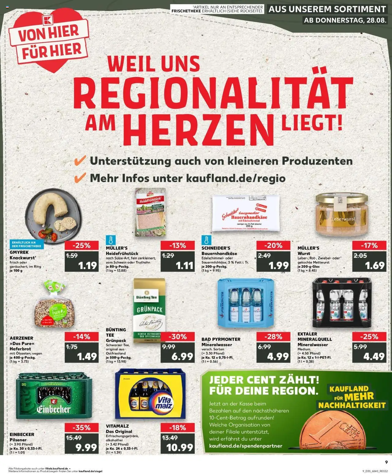 Kaufland prospekt Holzminden	 – gültig ab 31.08.2025 | Seite: 20 | Produkte: Bad, Mineralwasser, Wurst, Tee