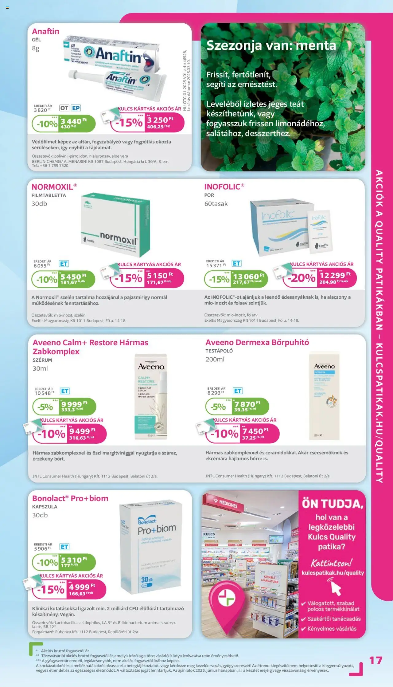 Kulcs Patika akciós ujság - amely érvényes a következő dátumtól: 01.06.2025 | Oldal: 17 | Termékek: Body, Aloe vera, Testápoló