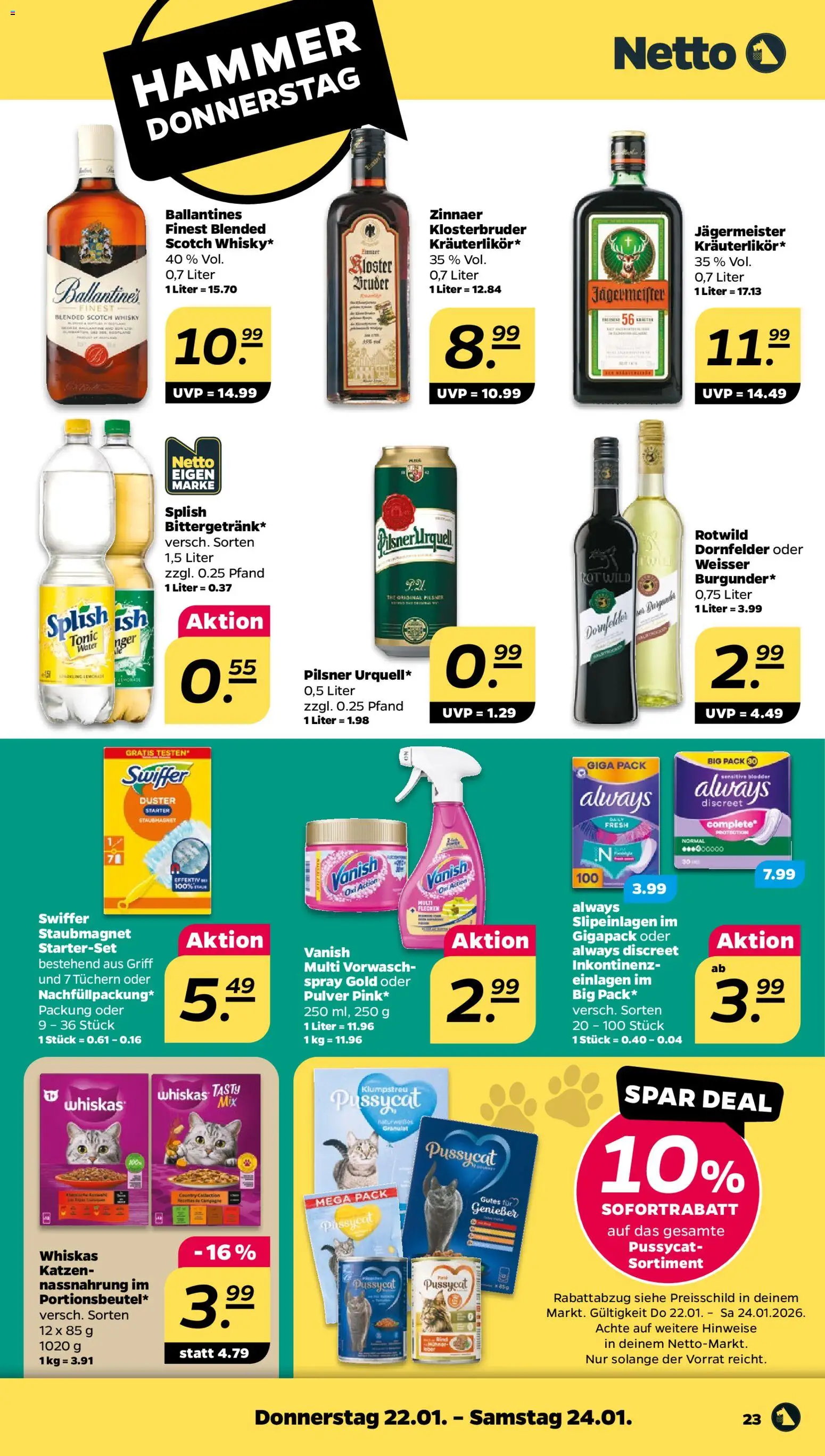 Netto Prospekt 	 – gültig ab 19.01.2026 | Seite: 25 | Produkte: Whisky, Jägermeister, Swiffer, Whiskas