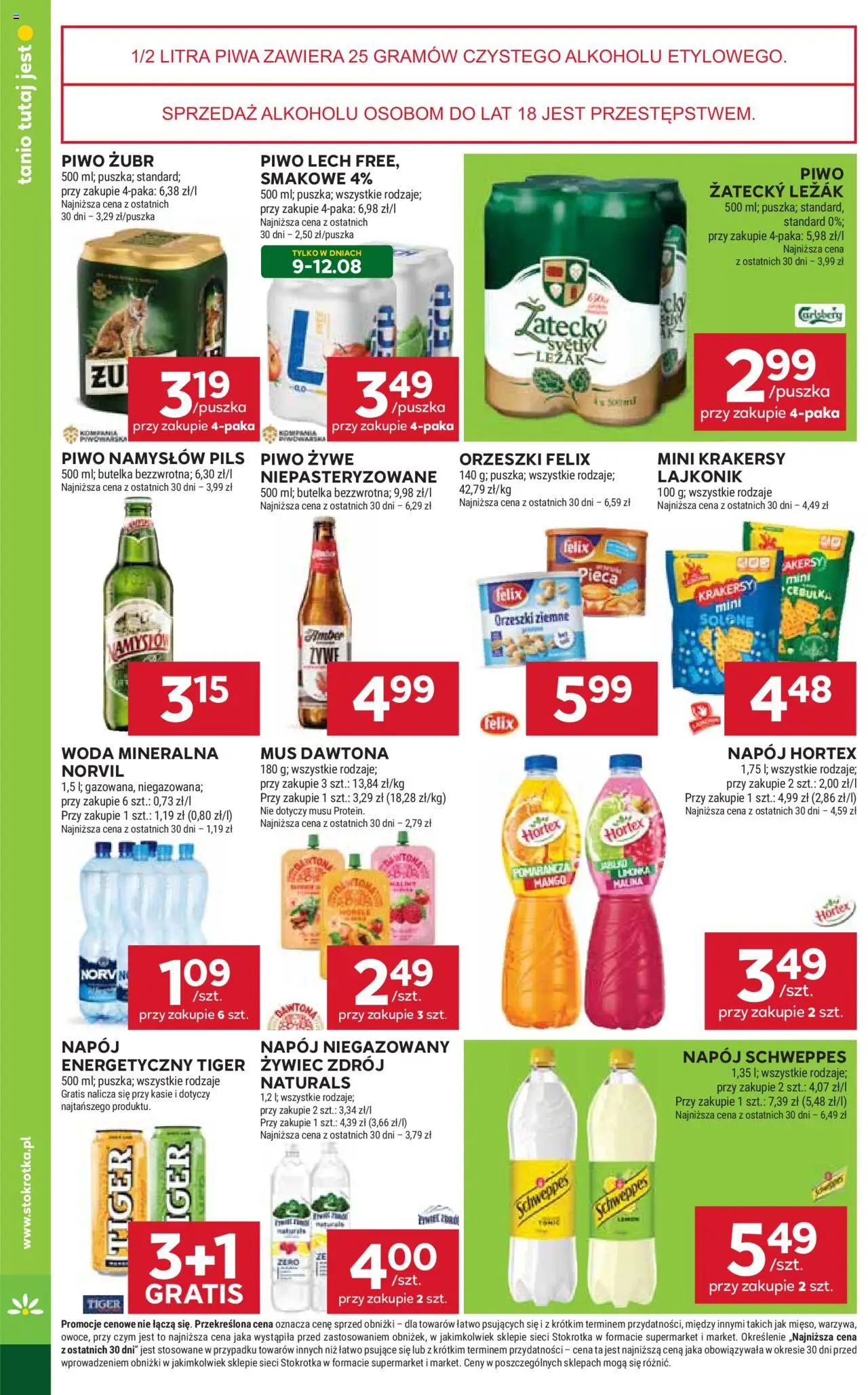 Stokrotka Gazetka od 07.08.2025 | Strona: 34 | Produkty: Piwo żubr, Leżak, Piwo, Woda