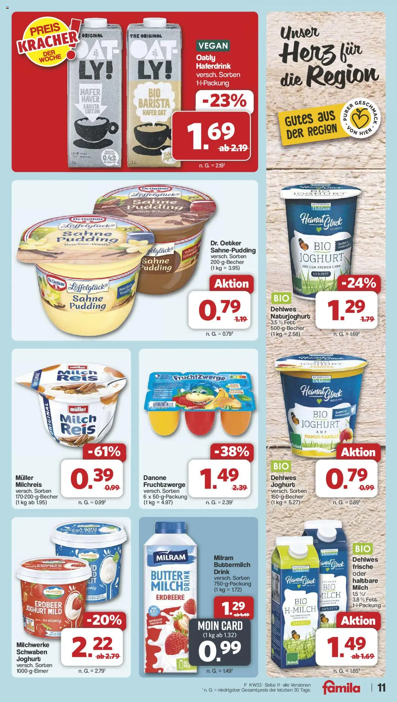 Famila Nordwest Prospekt 	 - gültig ab dem 11.08.2025 | Seite: 12 | Produkte: Buttermilch, Pudding, Milram, Bourbon