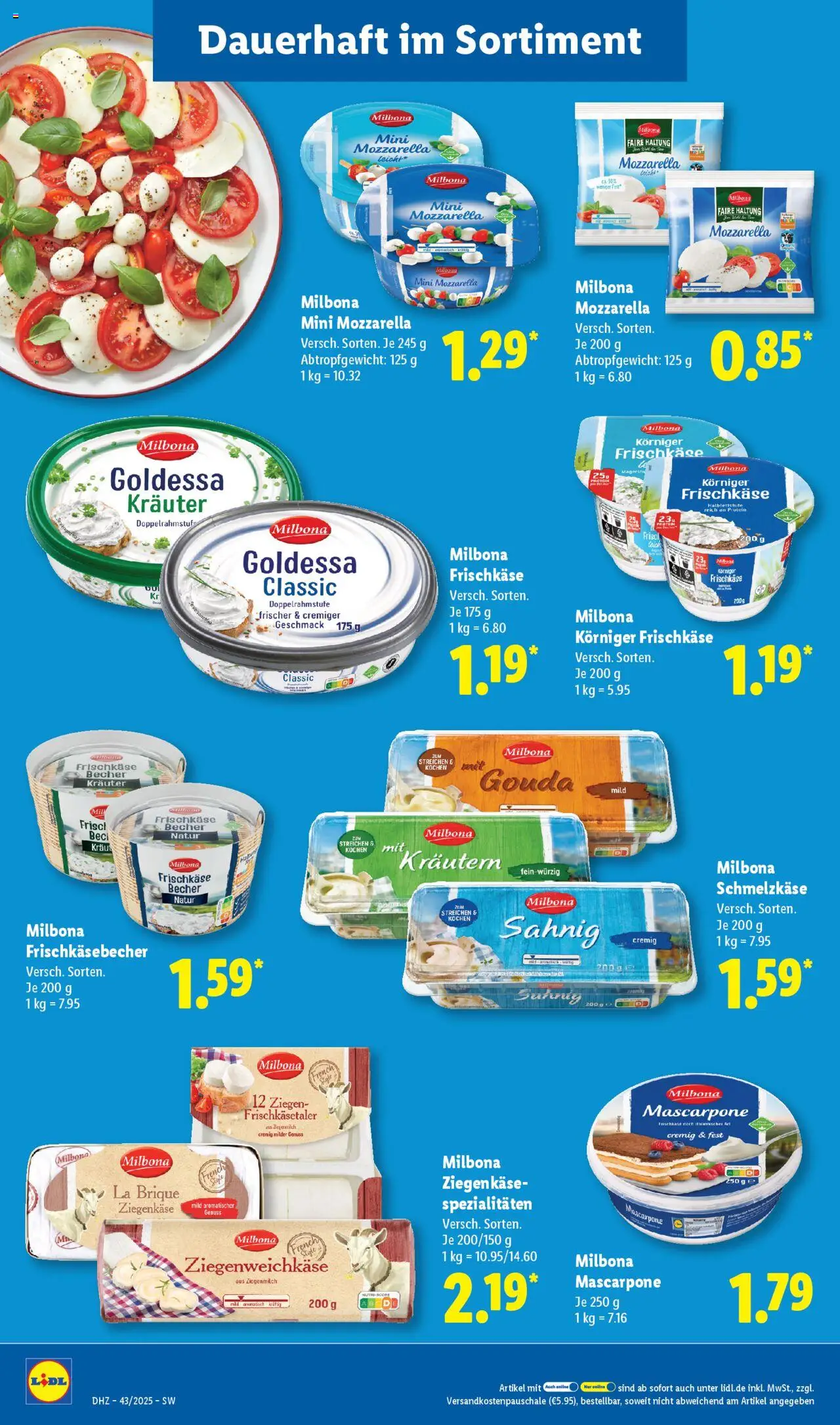 Lidl Prospekt Stuttgart-Mitte – gültig ab 20.10.2025 | Seite: 12 | Produkte: Mascarpone, Mozzarella, Gouda, Ziegenkäse