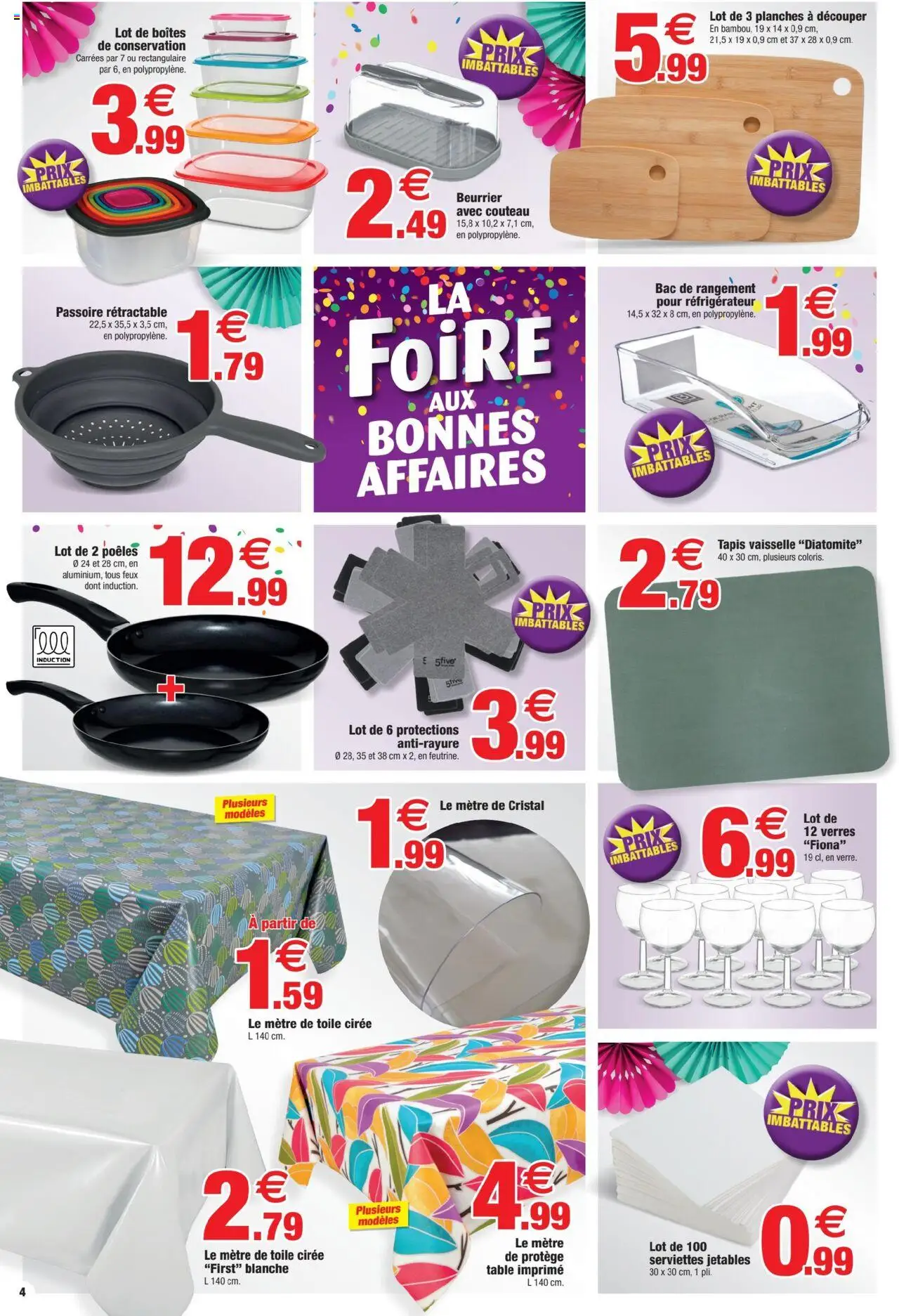 {H1} | Page: 4 | Produits: Couteau, Passoire, Mètre, Tapis