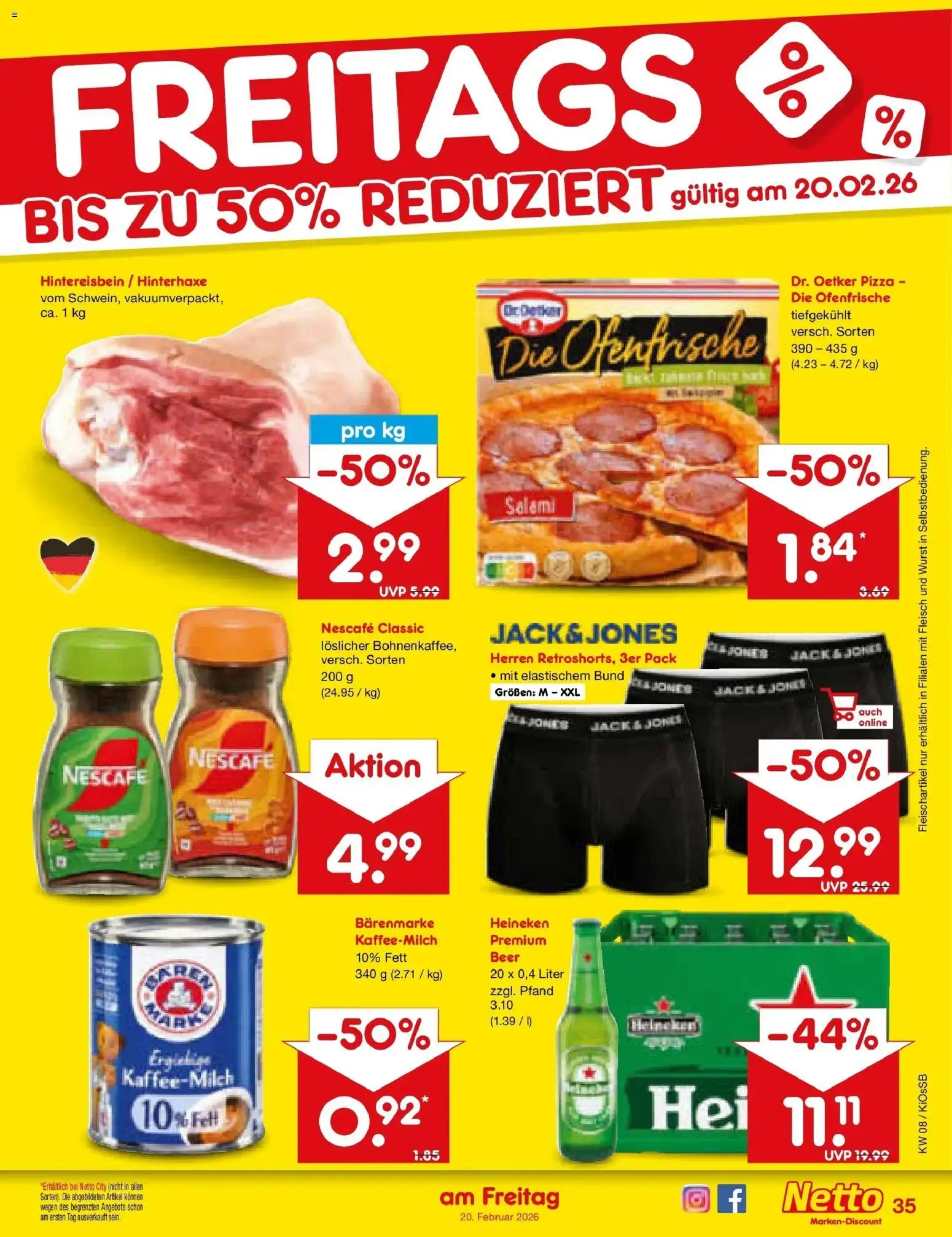 Netto Marken-Discount - Netto: Wochenangebote – gültig ab 16.02.2026 | Seite: 49 | Produkte: Ofenfrische, Heineken, Nescafe classic, Fleisch
