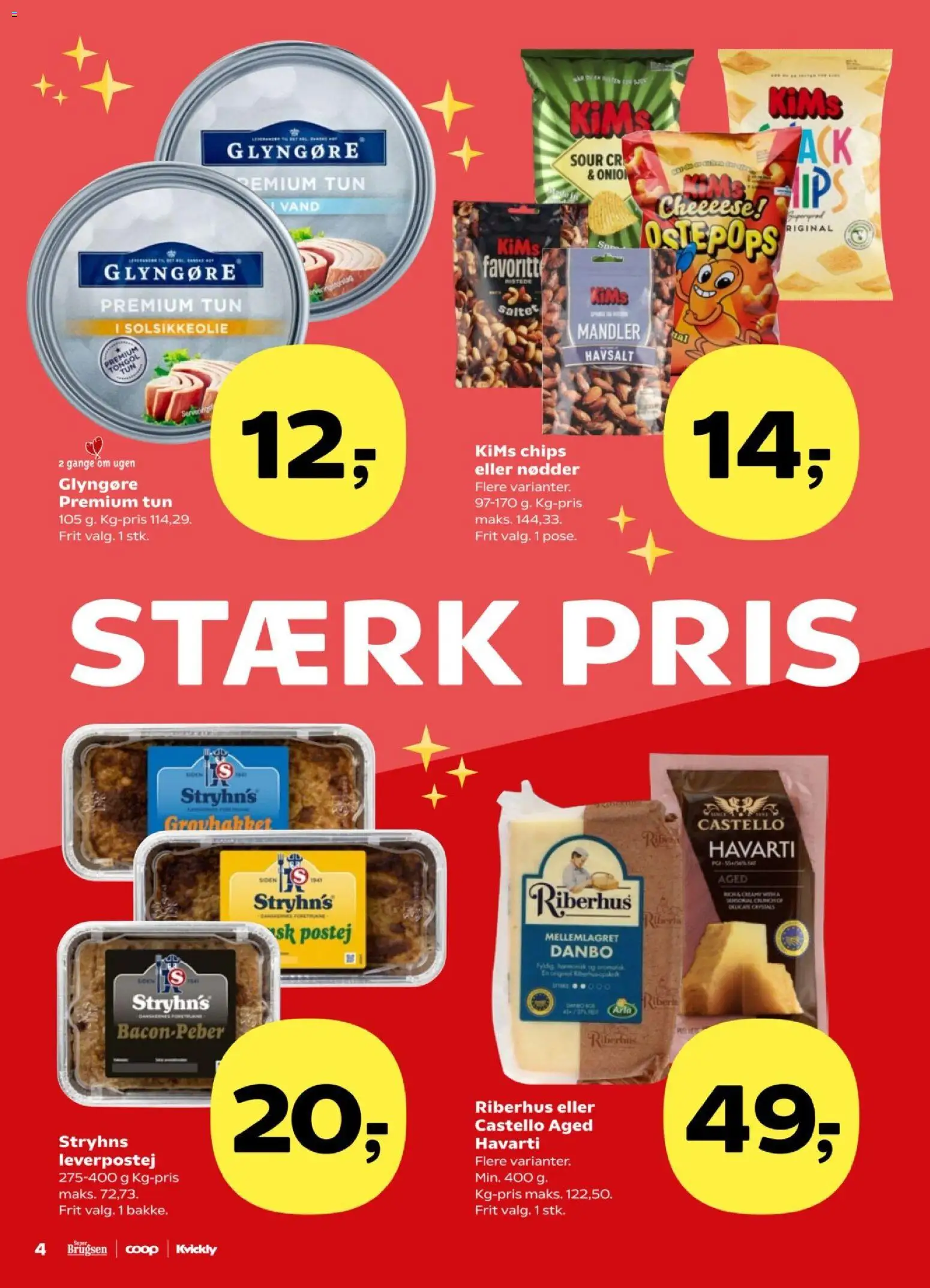 Super Brugsen tilbudsavis – gyldig fra 14.11.2025 | Side: 4 | Produkter: Chips, Nødder, Mandler, Leverpostej