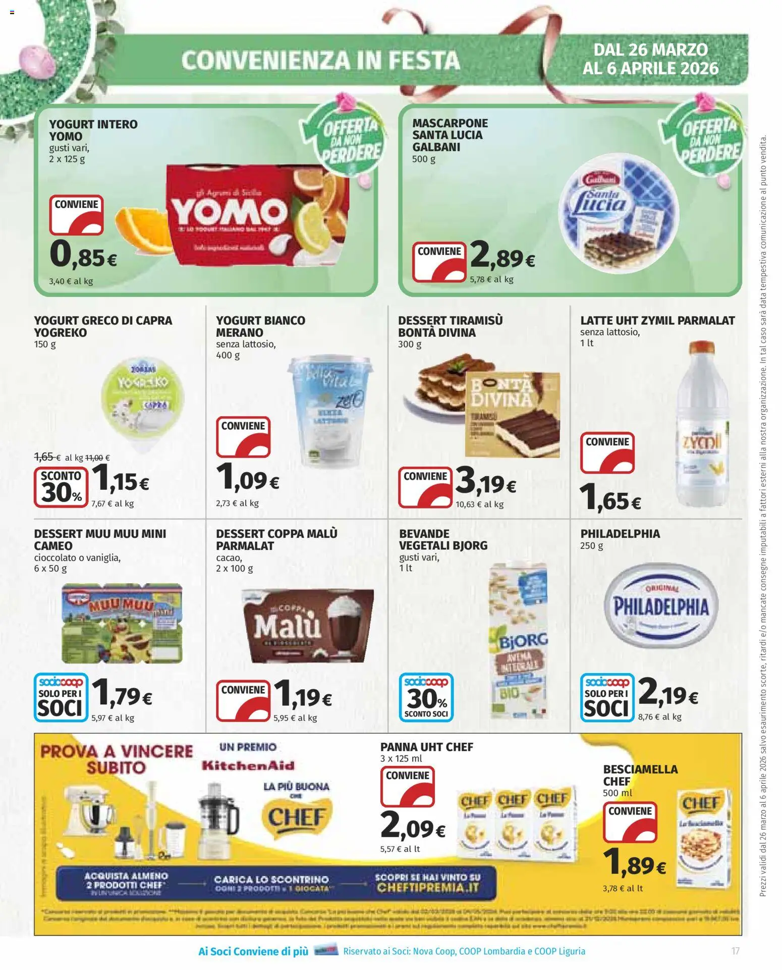 Volantino COOP del 26.03.2026 | Pagina: 17 | Prodotti: Yogurt, Panna, Mascarpone, Besciamella