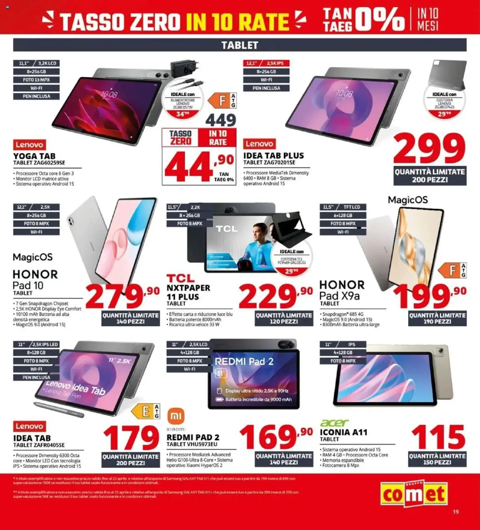 Volantino Comet del 09.04.2026 | Pagina: 19 | Prodotti: Xiaomi, Monitor, Tablet, Batteria