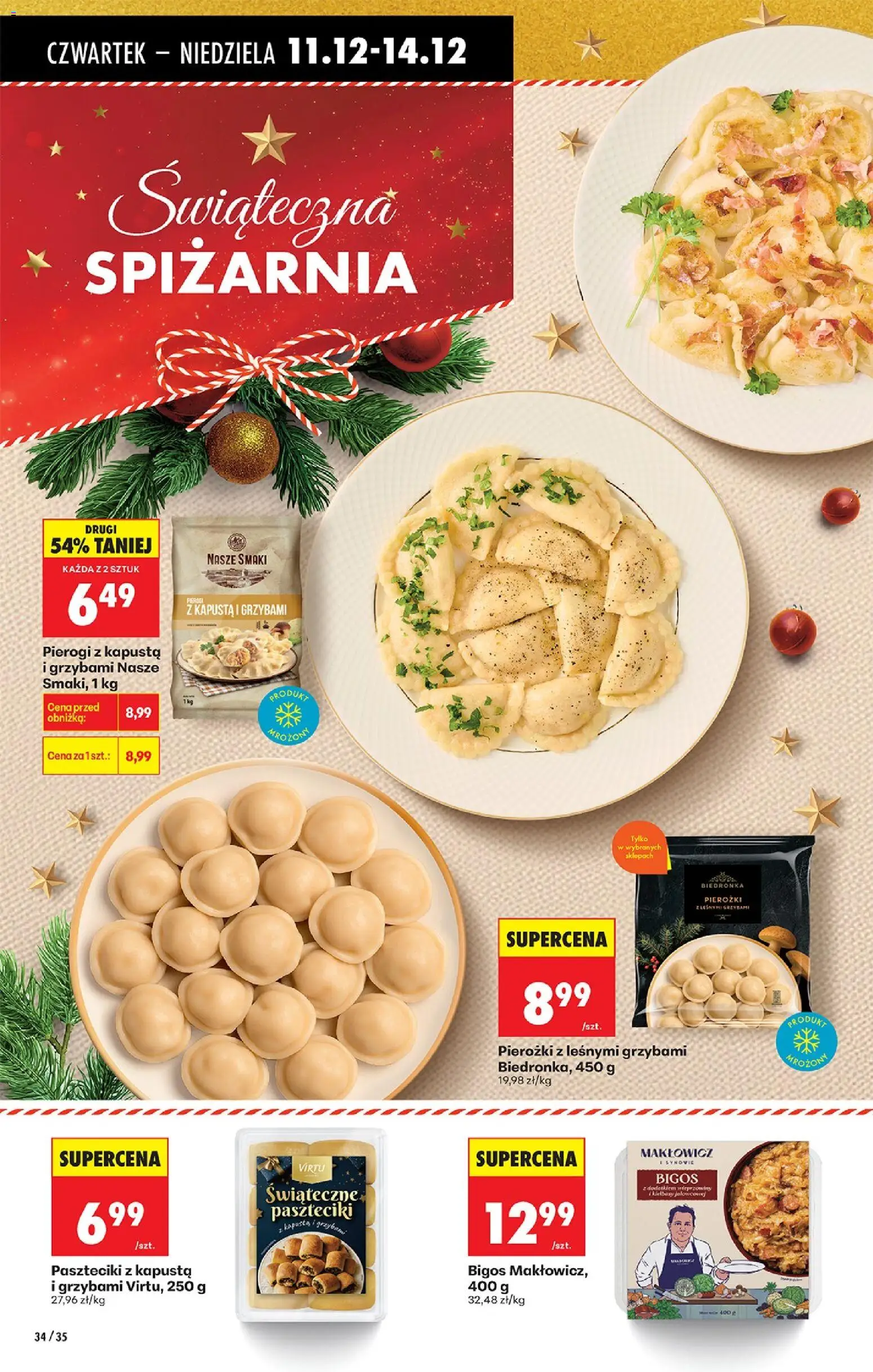Biedronka gazetka - Oferta w tym tygodniu od 11.12.2025 | Strona: 42 | Produkty: Kapusta, Pierogi, Pierogi z kapusta i grzybami