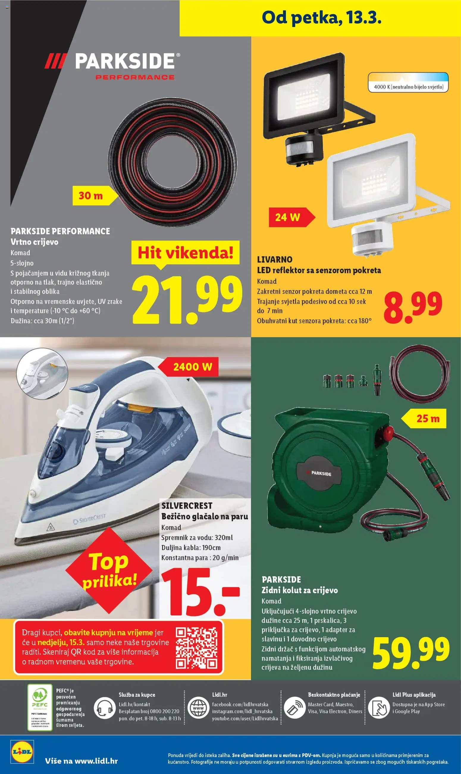 Lidl katalog | vrijedi od 09.03.2026 | Stranica: 66 | Proizvodi: Reflektor, Vrtno crijevo, Adapter, Parkside