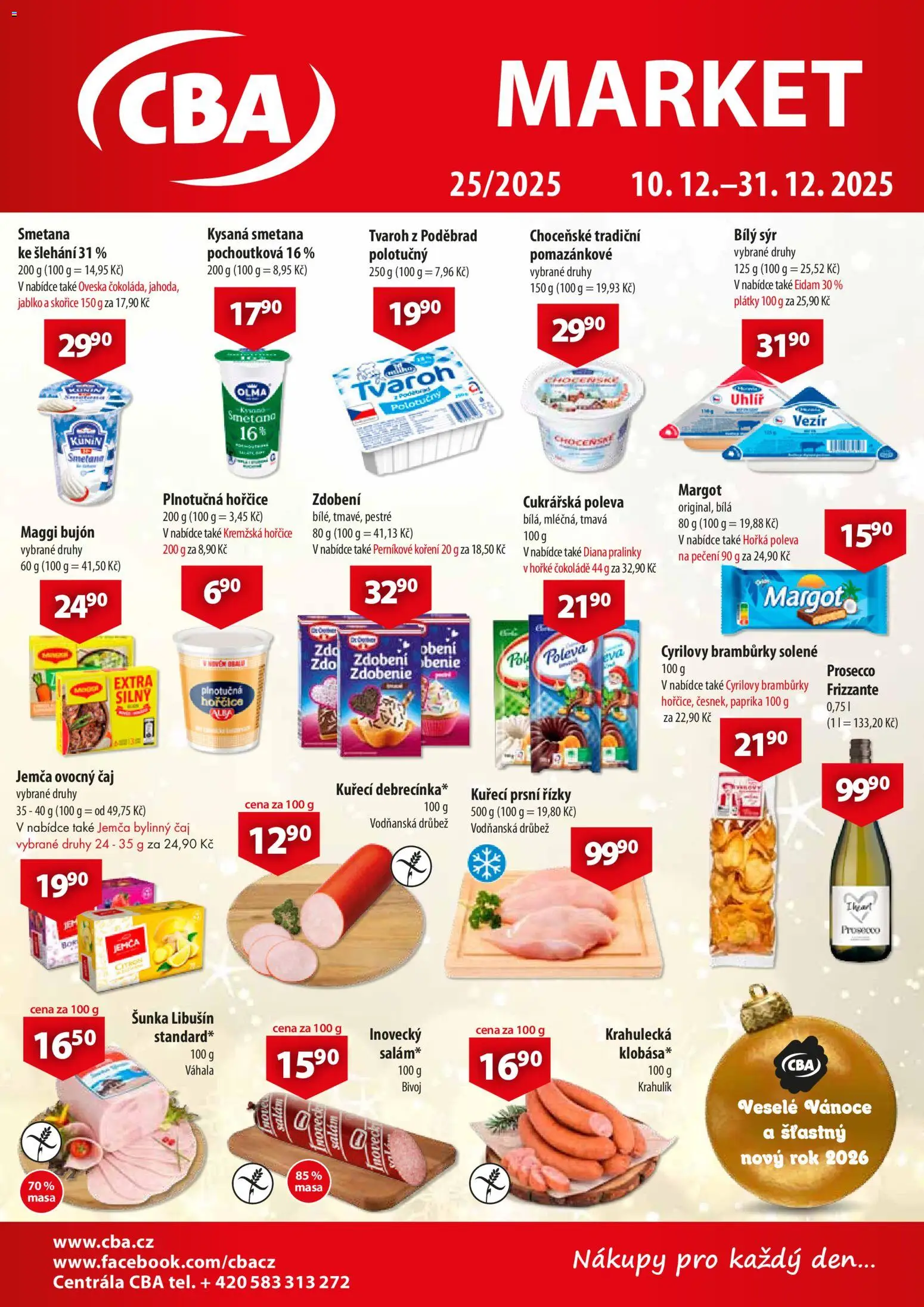 CBA leták - Market od 10.12.2025 | Strana: 1 | Produkty: Čaj, Bramburky, Tvaroh, Cyrilovy brambůrky