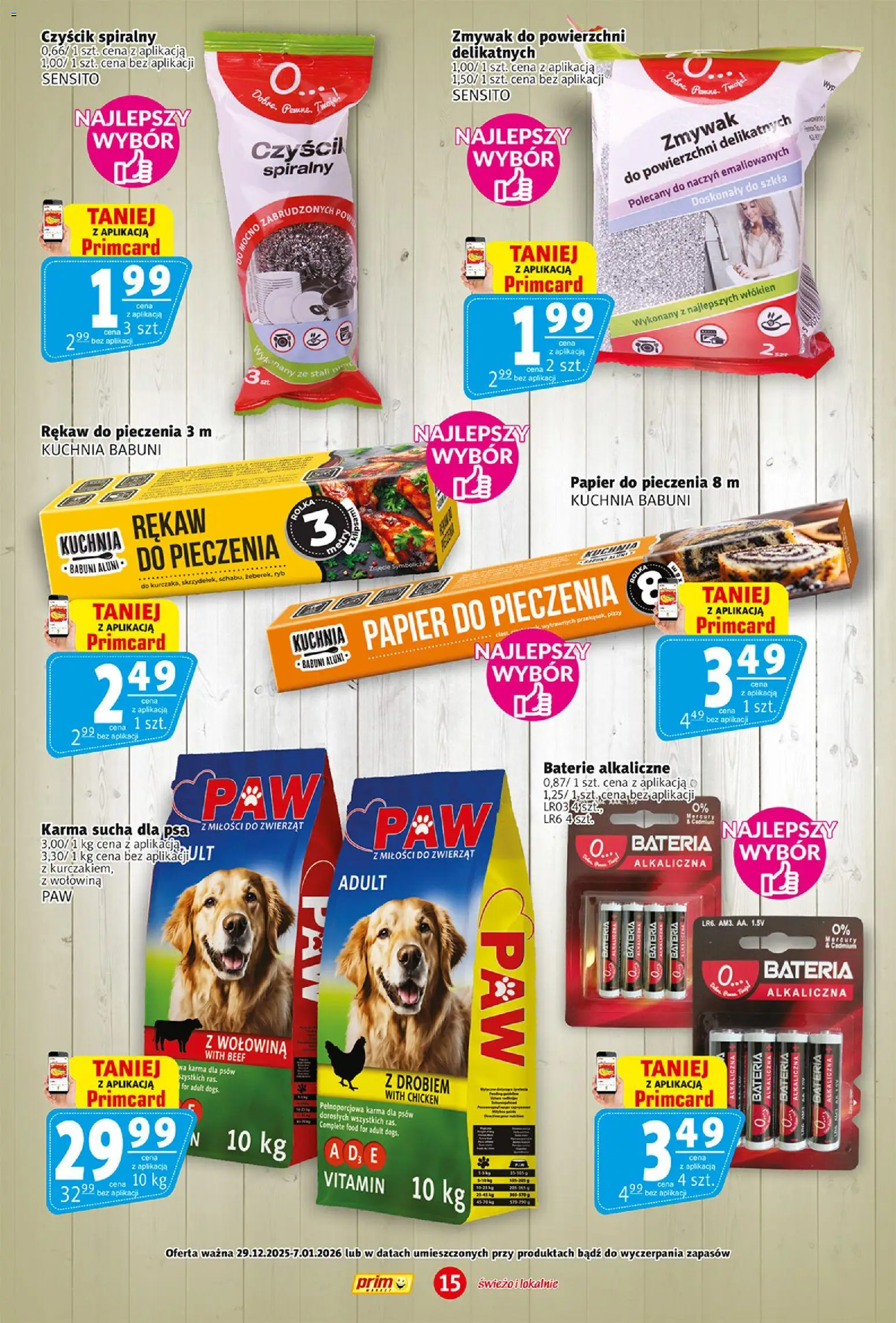 Prim Market Gazetka od 29.12.2025 | Strona: 15 | Produkty: Baterie, Bateria, Wołowina, Karma dla psów