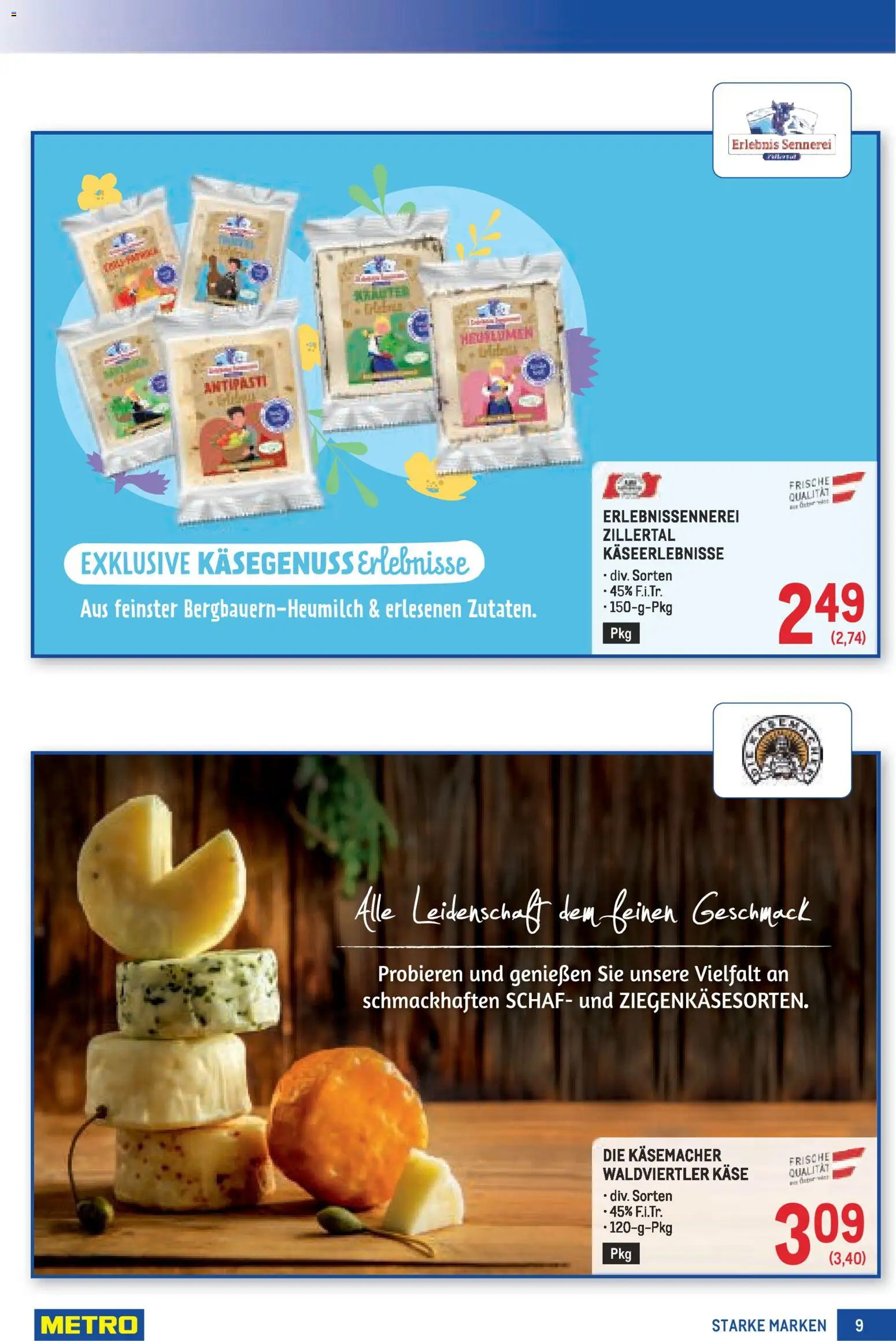Metro Starke Marken gültig ab 13.11.2025 | Seite: 9 | Produkte: Käse