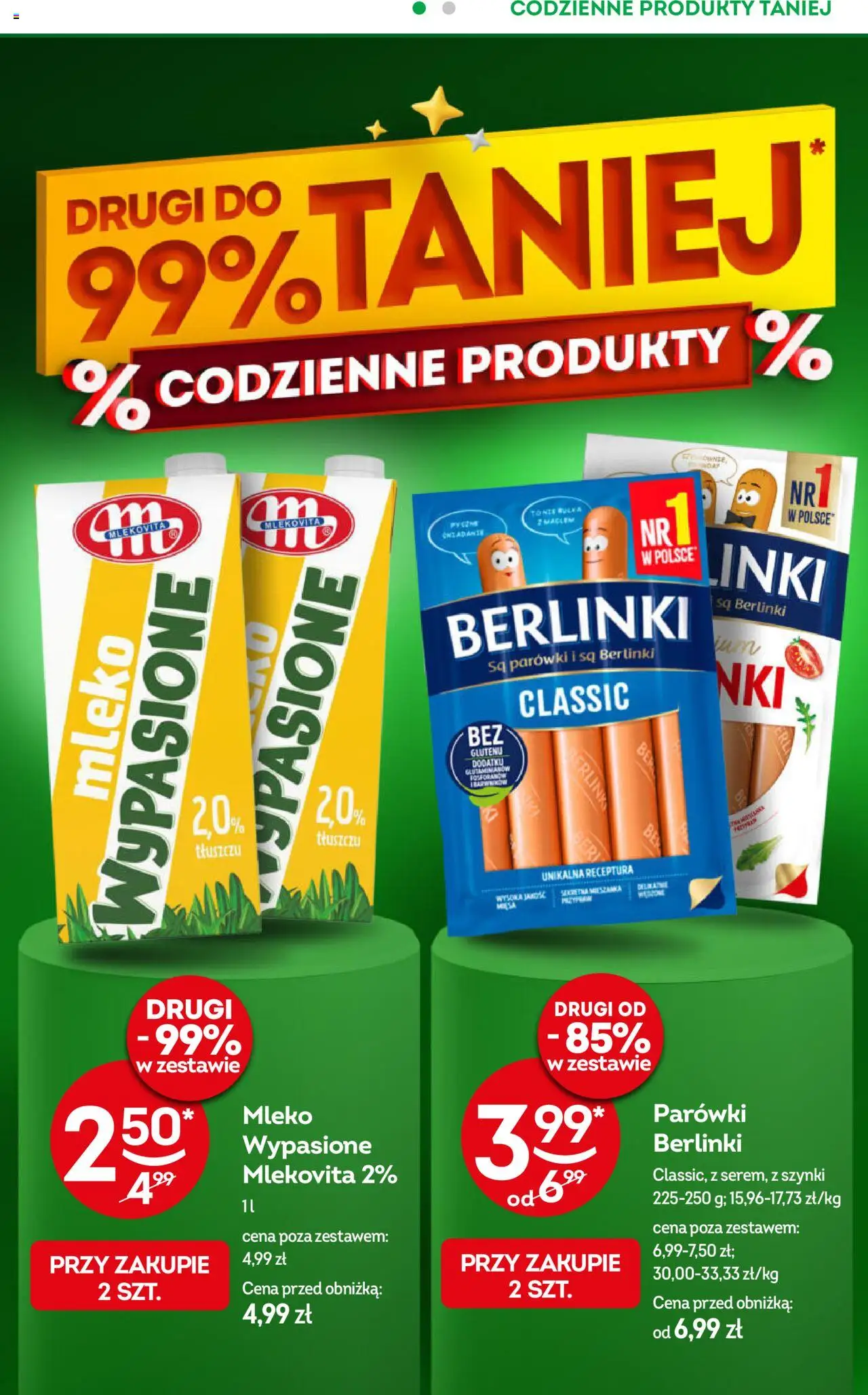Żabka Gazetka - Codzienne produkty od 10.09.2025 | Strona: 2 | Produkty: Parówki, Bułka, Mleko