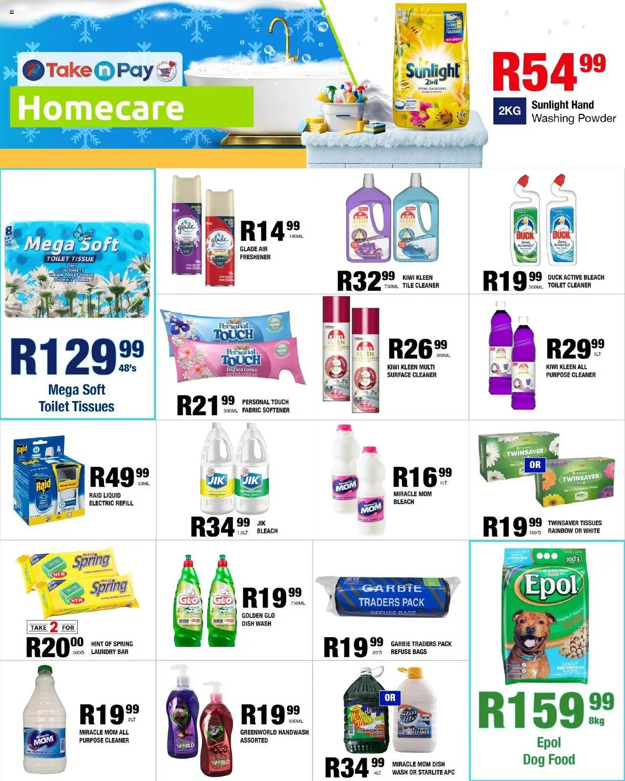 Take n Pay Specials │ valid from 11.08.2025 | Page: 7 | Products: Surface cleaner, Powder, Dog food, Tissues