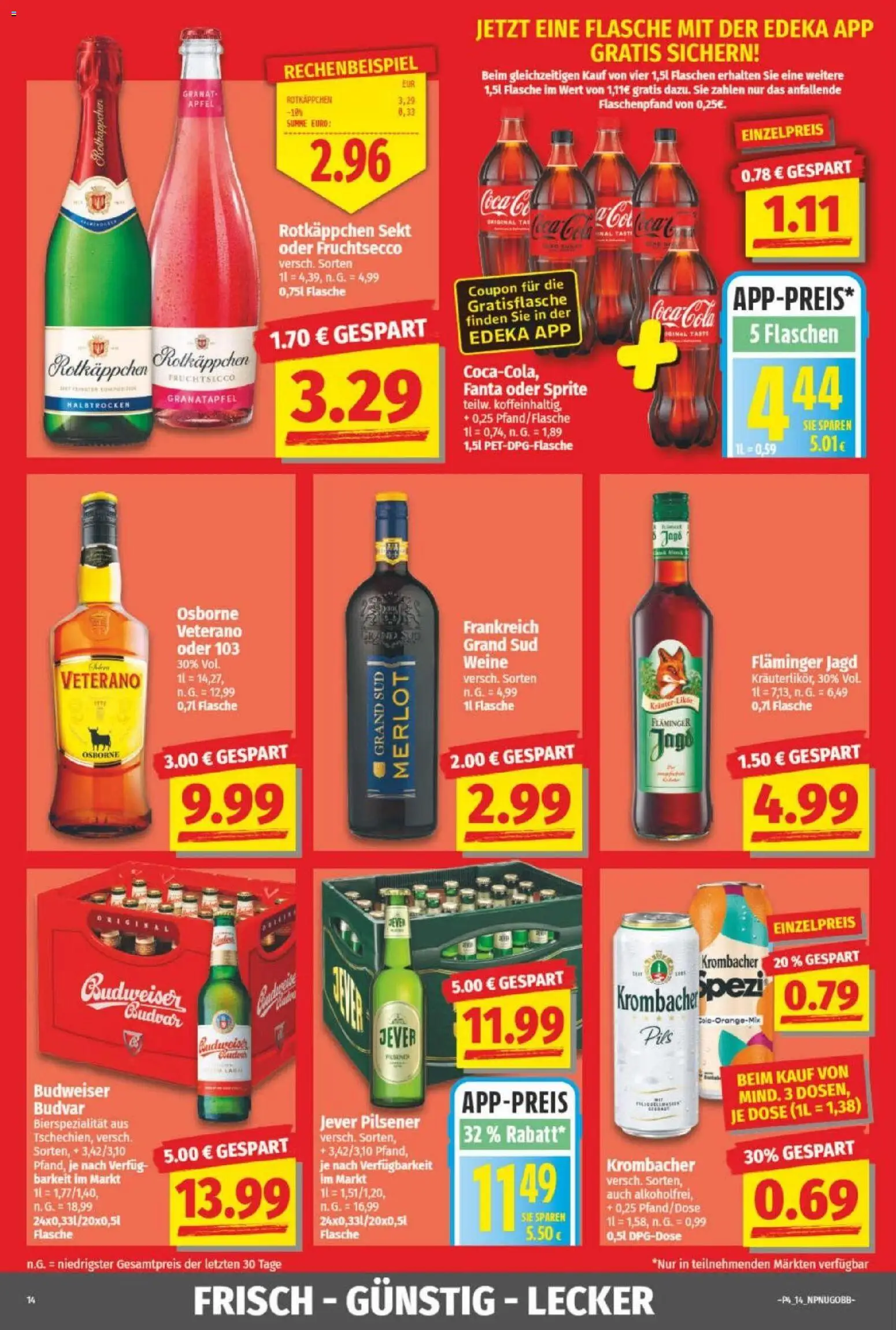 NP Discount Prospekt – gültig ab 18.01.2026 | Seite: 14 | Produkte: Coca cola, Äpfel, Grand sud, Budweiser