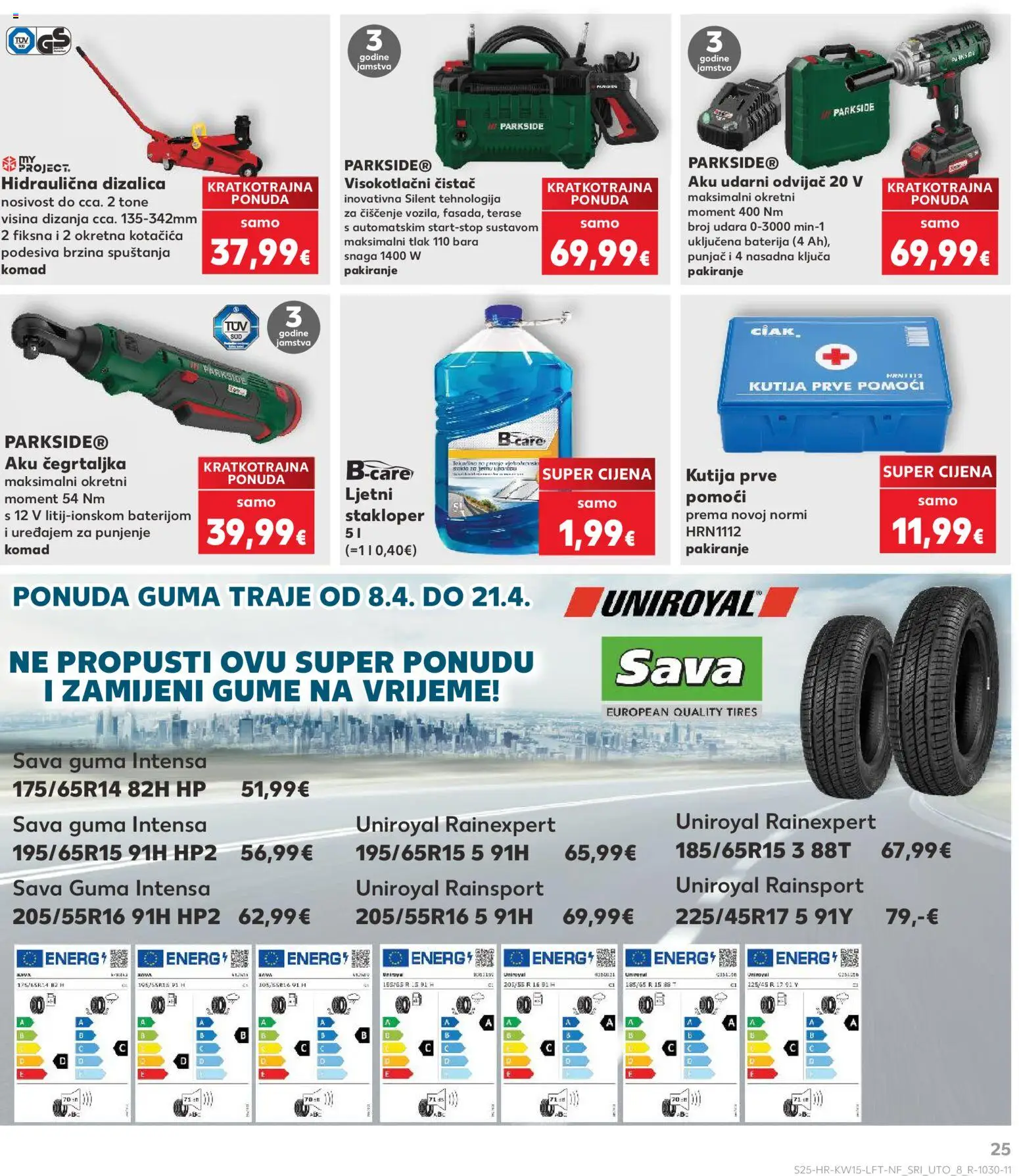 Kaufland katalog | vrijedi od 08.04.2026 | Stranica: 25 | Proizvodi: Baterija, Odvijač, Parkside, Visokotlačni čistač