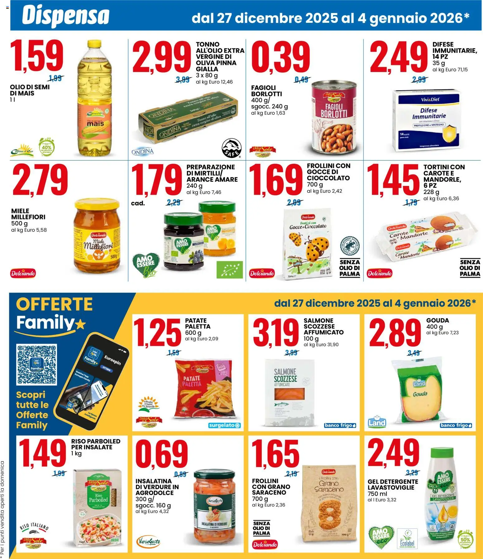 Volantino Eurospin del 27.12.2025 | Pagina: 5 | Prodotti: Cioccolato, Carote, Integratore alimentare, Frollini