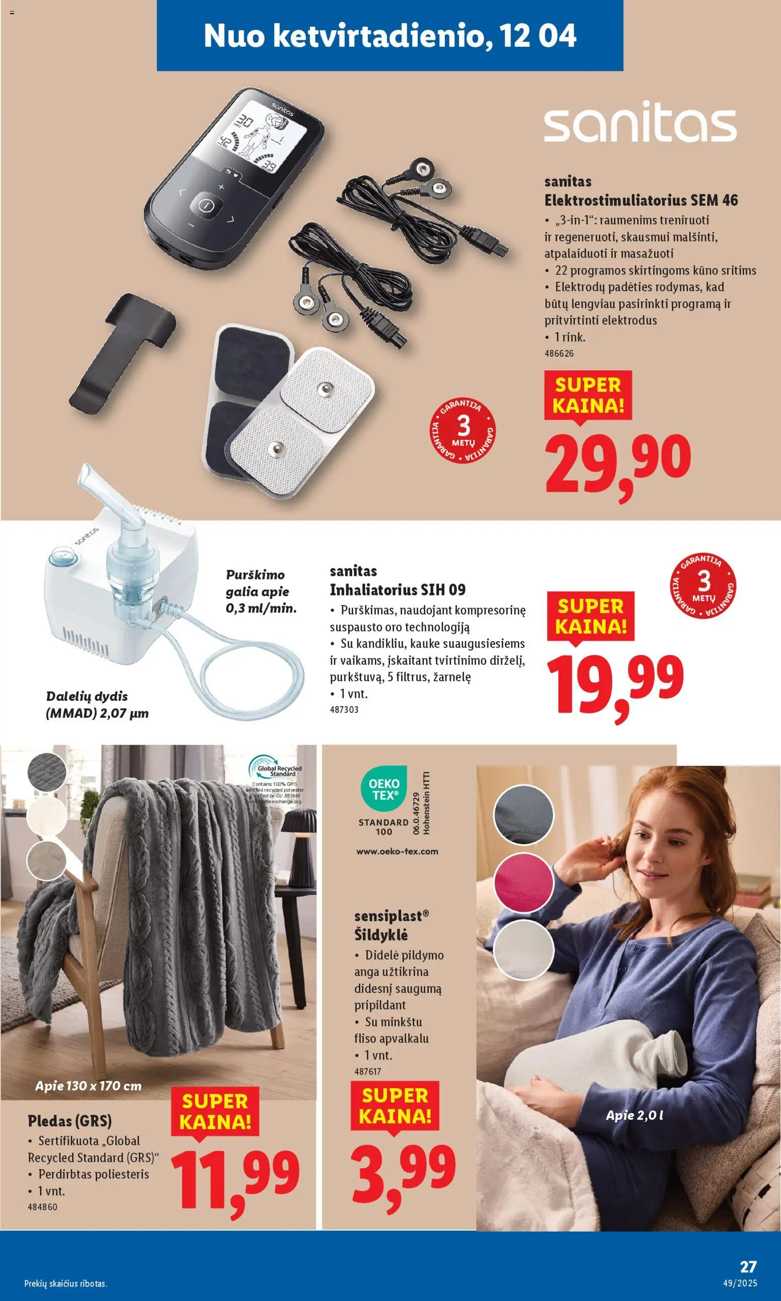 LIDL akcijos nuo 01.12.2025 | Puslapis: 27 | Prekių: Kaukė, Pledas