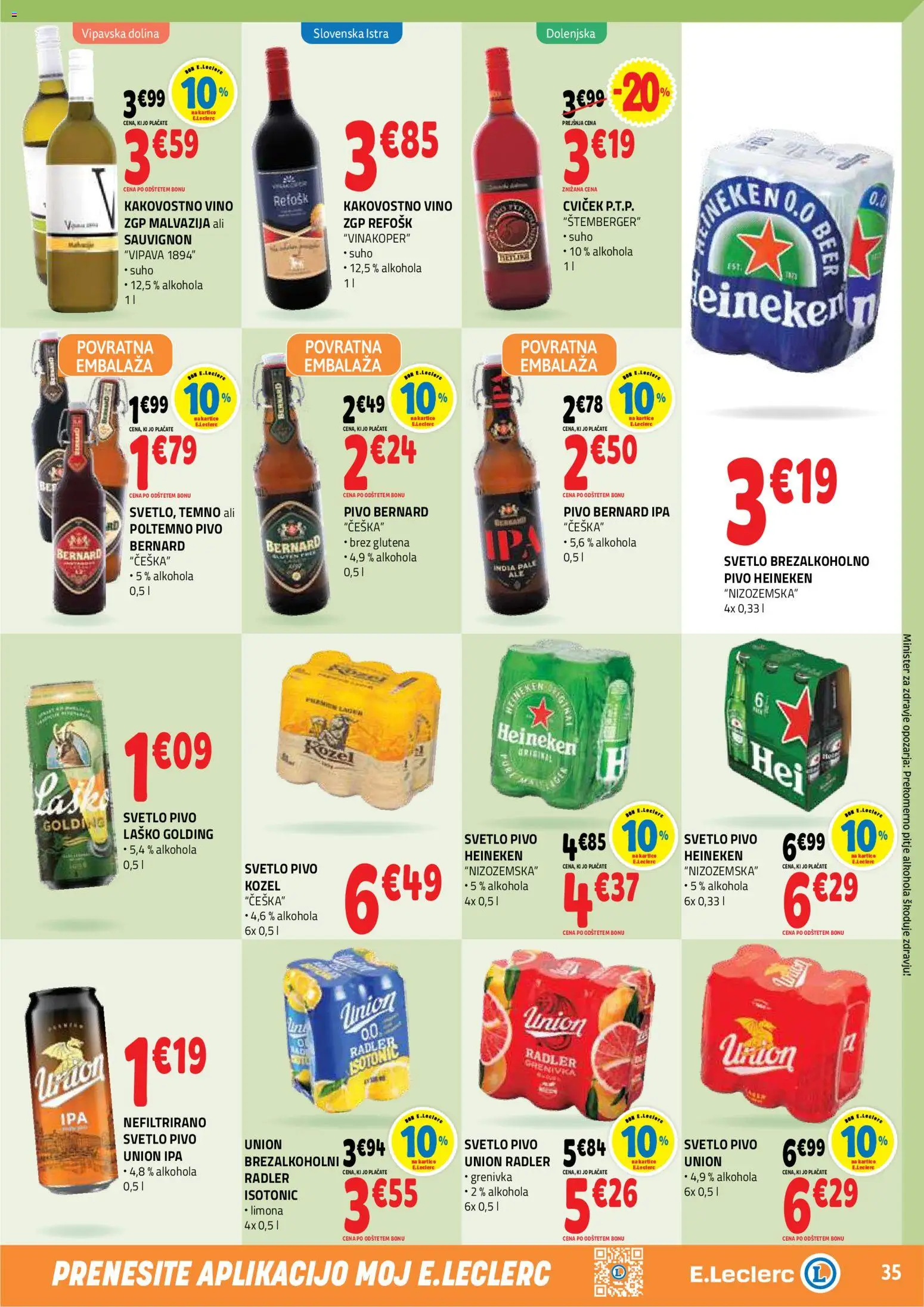Novi E.leclerc katalog ponudbe – veljaven od 18.03.2026 | Stran: 35 | Izdelki: Falafel, Radler, Pivo, Grenivka