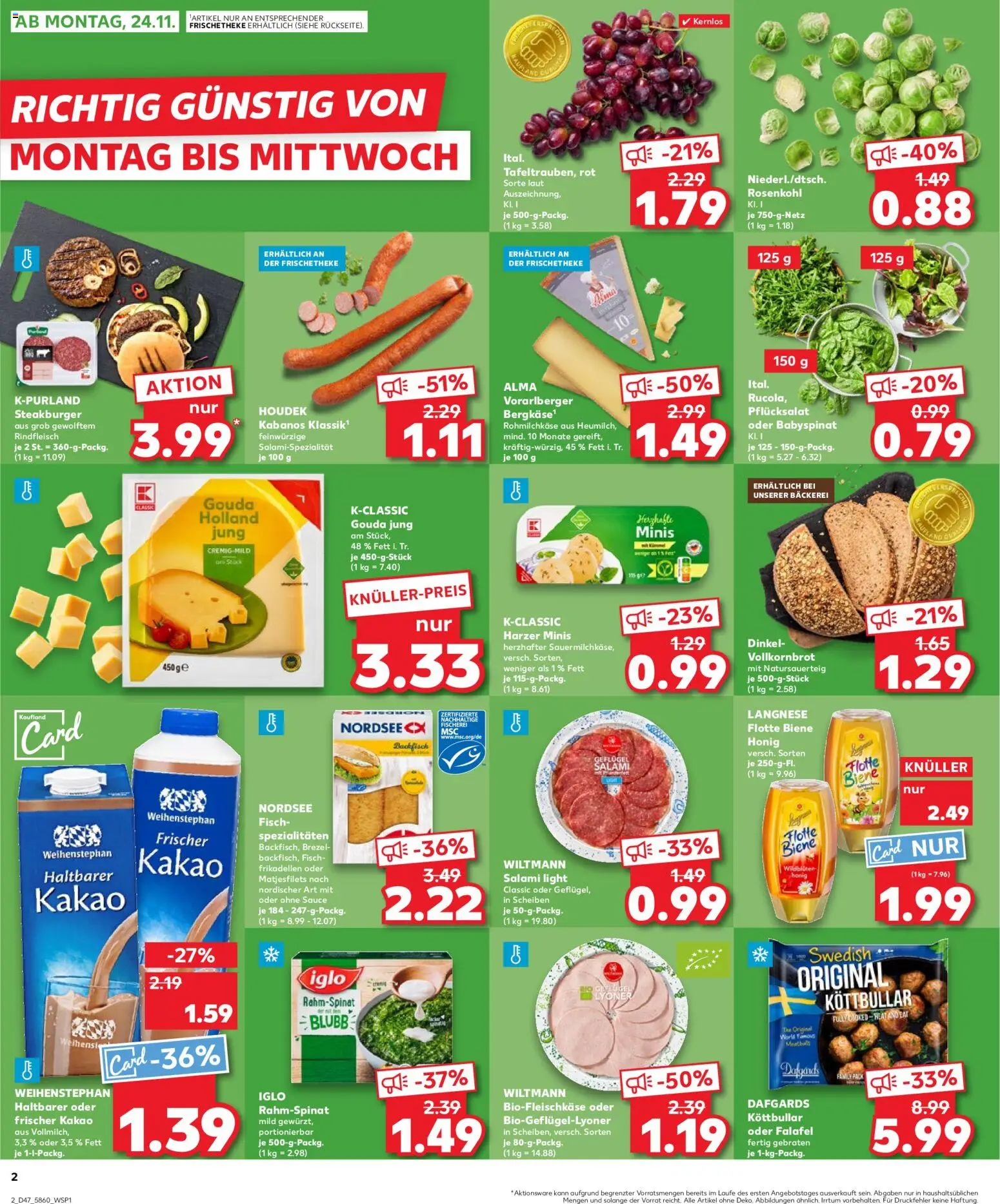 Kaufland prospekt Stuttgart	 – gültig ab 23.11.2025 | Seite: 2 | Produkte: Vollkornbrot, Burger, Salami, Rindfleisch