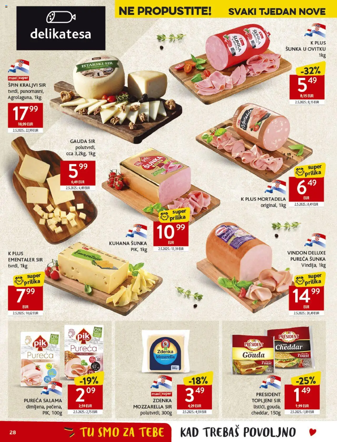Konzum HR akciós ujság - amely érvényes a következő dátumtól: 17.09.2025 | Oldal: 28 | Termékek: Mozzarella, Mozarella, Gouda, Cheddar
